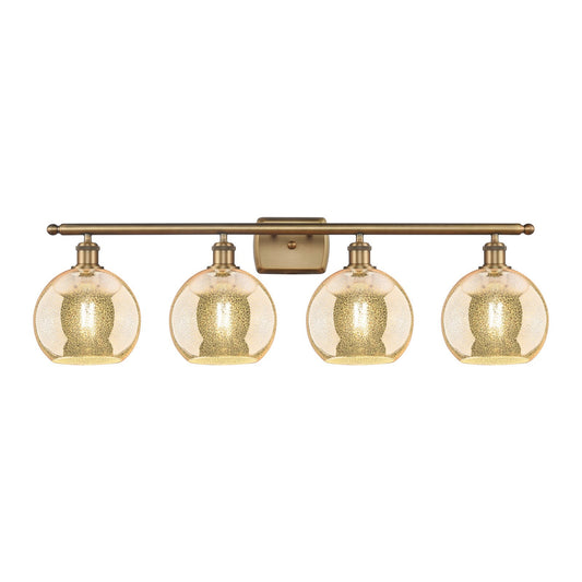 Innovations Athens 38in 4-Light Bath Vanity Light | Industrial Brushed Brass and Mercury Glass | Bathroom Vanity | 38 x 11 x 8.12 | Model 516-4W-BB-G128-8