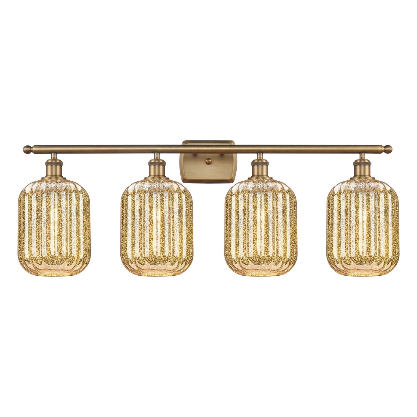 Innovations Preston Cylinder 37in 4-Light Bath Vanity | Industrial Brushed Brass and Mercury Glass | Bathroom Vanity | 36.75 x | Model 516-4W-BB-G460-7ME