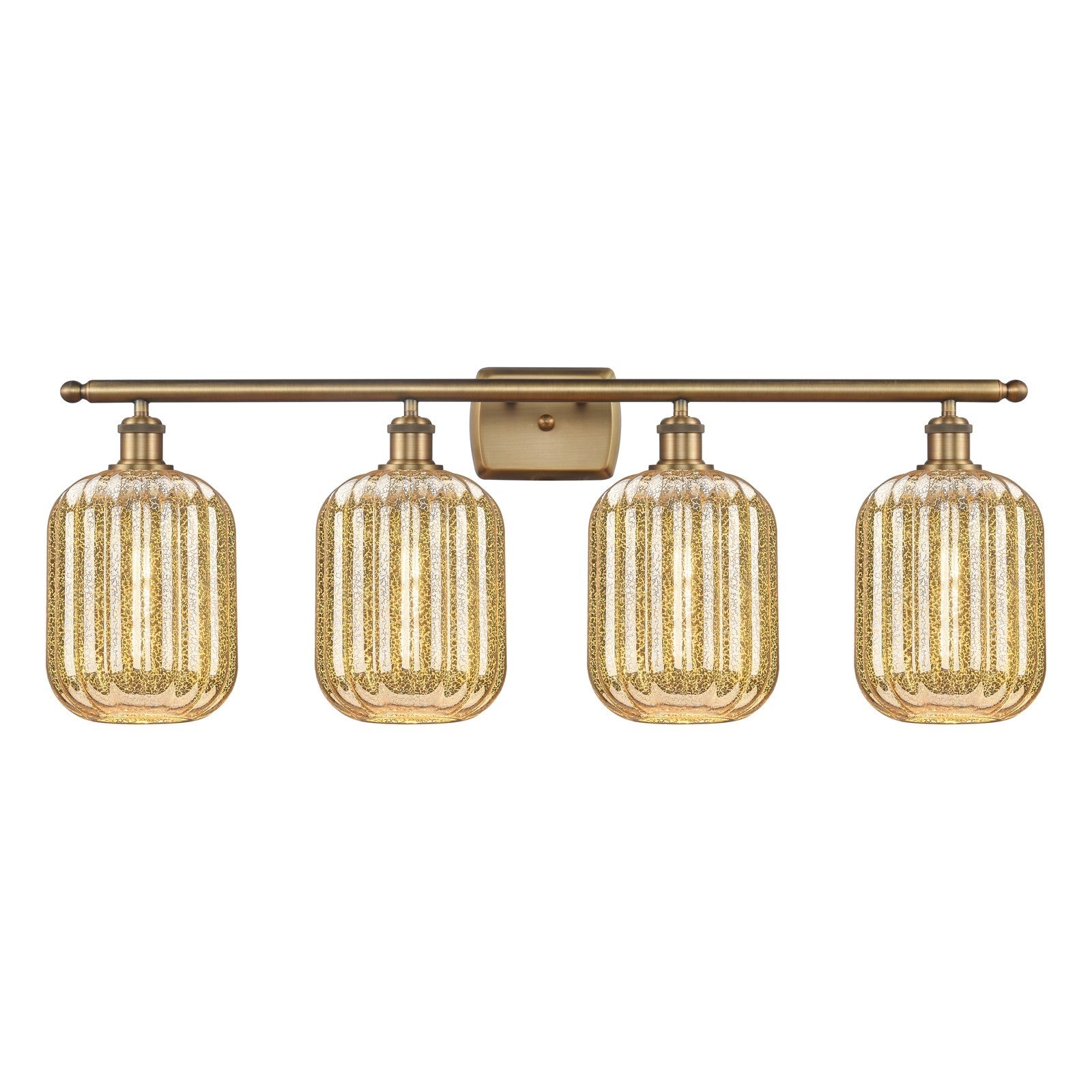 Innovations Preston Cylinder 37in 4-Light Bath Vanity | Industrial Brushed Brass and Mercury Glass | Bathroom Vanity | 36.75 x | Model 516-4W-BB-G460-7ME