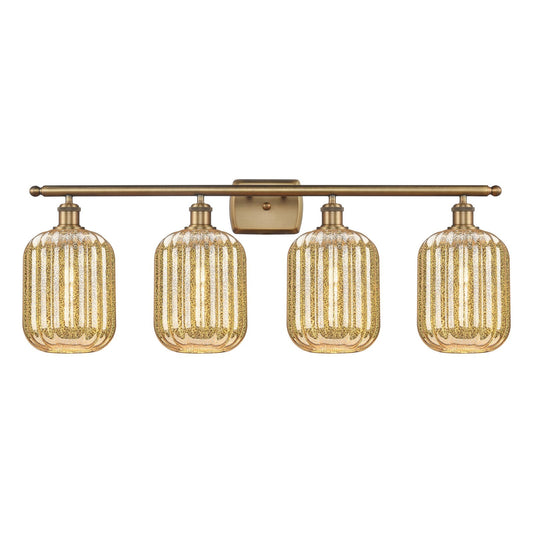 Innovations Preston Cylinder 37in 4-Light Bath Vanity | Industrial Brushed Brass and Mercury Glass | Bathroom Vanity | 36.75 x | Model 516-4W-BB-G460-7ME