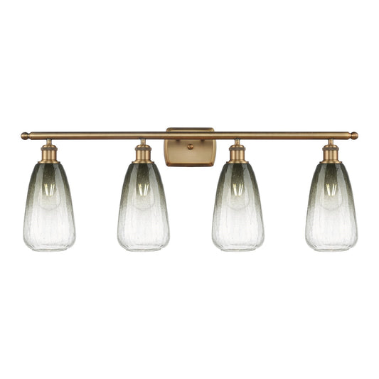 Innovations Brookhaven Almond 36in 4-Light Bath Vanity Light | Industrial Brushed Brass and Slate Glass | Bathroom Vanity | 36 | Model 516-4W-BB-G480-6SL