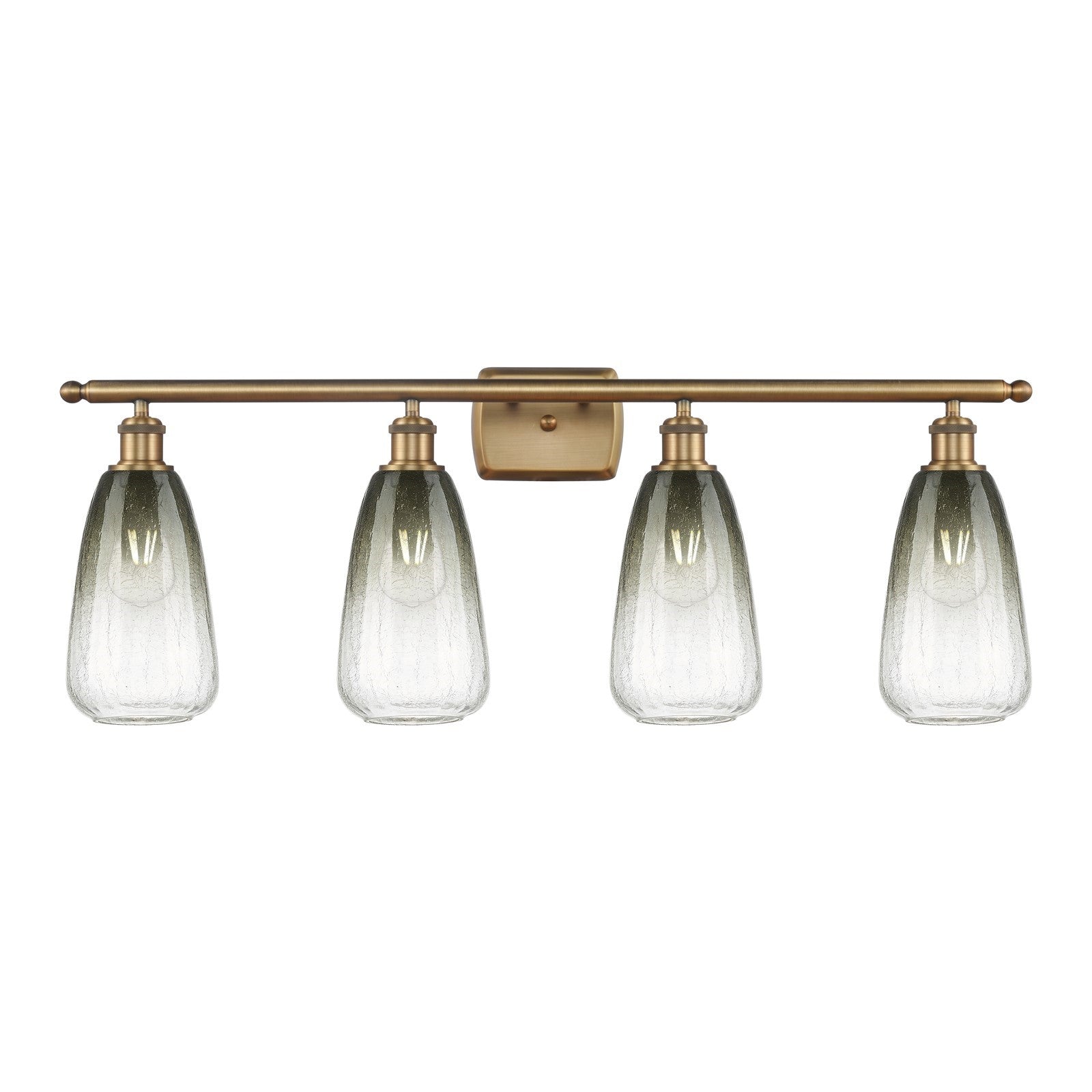 Innovations Brookhaven Almond 36in 4-Light Bath Vanity Light | Industrial Brushed Brass and Slate Glass | Bathroom Vanity | 36 | Model 516-4W-BB-G480-6SL