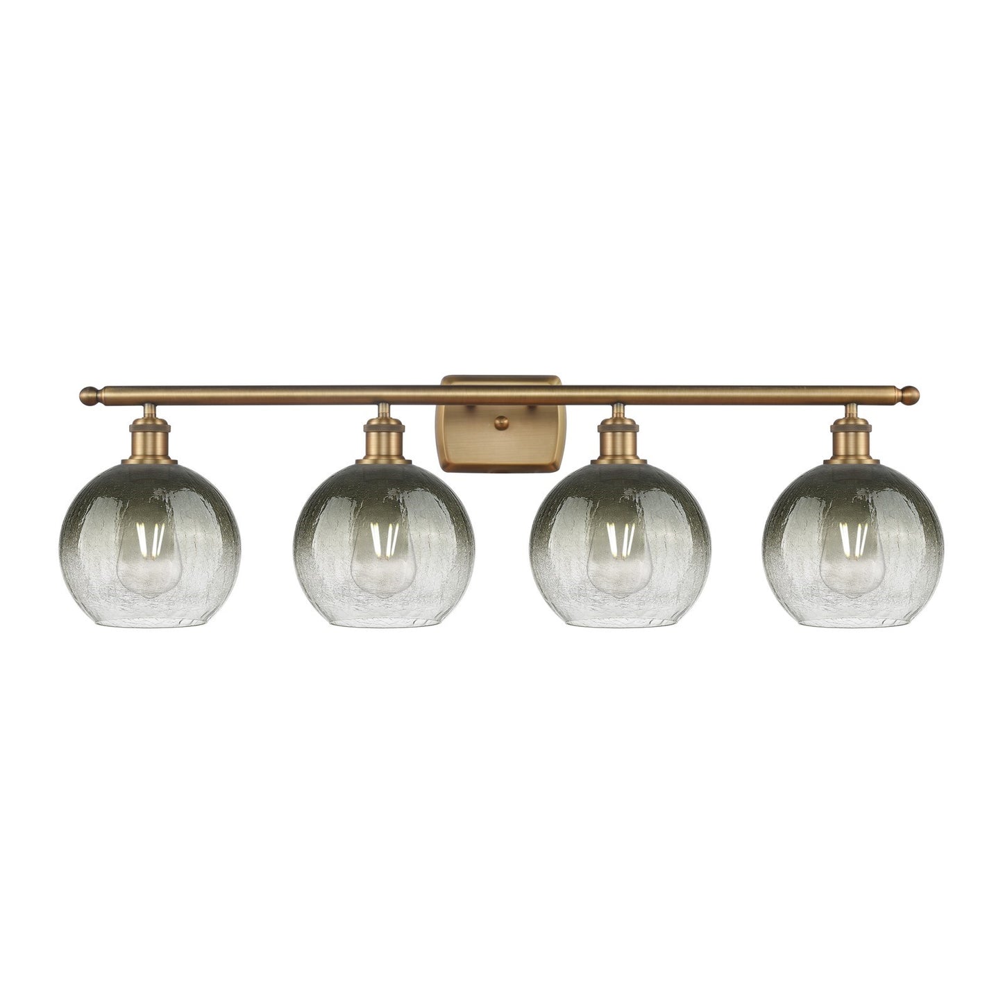 Innovations Brookhaven Globe 38in 4-Light Bath Vanity Light | Industrial Brushed Brass and Slate Glass | Bathroom Vanity | Model 516-4W-BB-G483-8SL