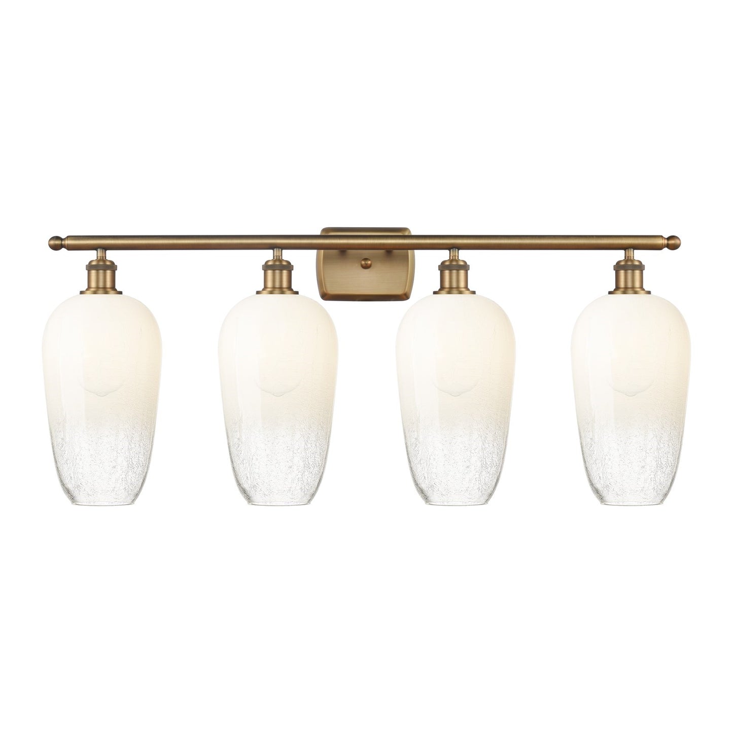 Innovations Brookhaven Flute 37in 4-Light Bath Vanity | Industrial Brushed Brass Steel and Opal Glass | Bathroom & Powder Room | Model 516-4W-BB-G484-7OP