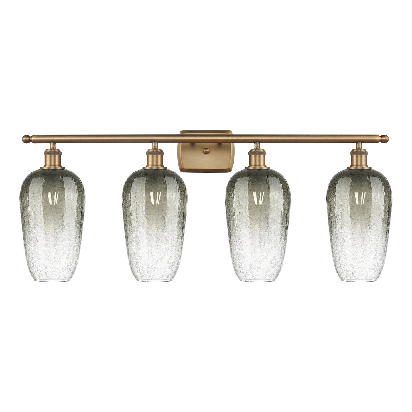 Innovations Brookhaven Flute 37in 4-Light Bath Vanity Light | Industrial Brushed Brass Steel and Slate Glass | Bathroom Vanity | Model 516-4W-BB-G484-7SL