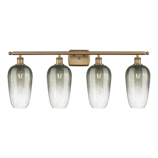 Innovations Brookhaven Flute 37in 4-Light Bath Vanity Light | Industrial Brushed Brass Steel and Slate Glass | Bathroom Vanity | Model 516-4W-BB-G484-7SL