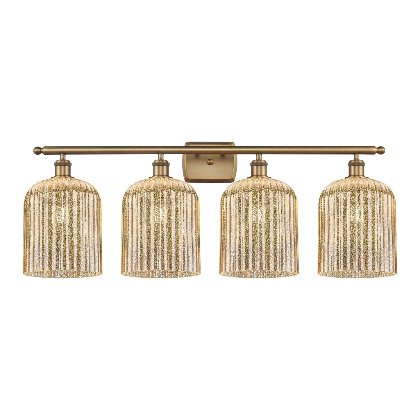 Innovations Bridal Veil 35in 4-Light Bath Vanity | Art Nouveau Brushed Brass and Mercury Ribbed Glass | Bathroom Vanity & | Model 516-4W-BB-G559-8ME