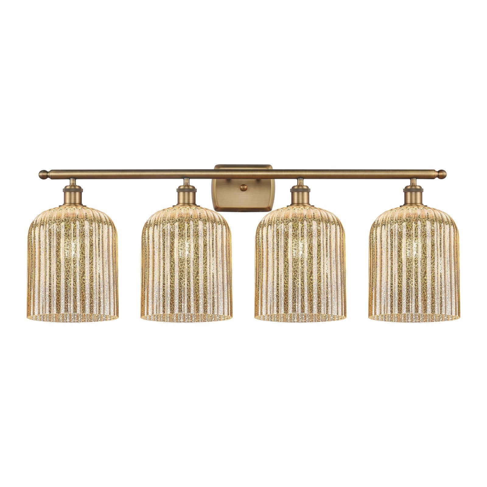 Innovations Bridal Veil 35in 4-Light Bath Vanity | Art Nouveau Brushed Brass and Mercury Ribbed Glass | Bathroom Vanity & | Model 516-4W-BB-G559-8ME