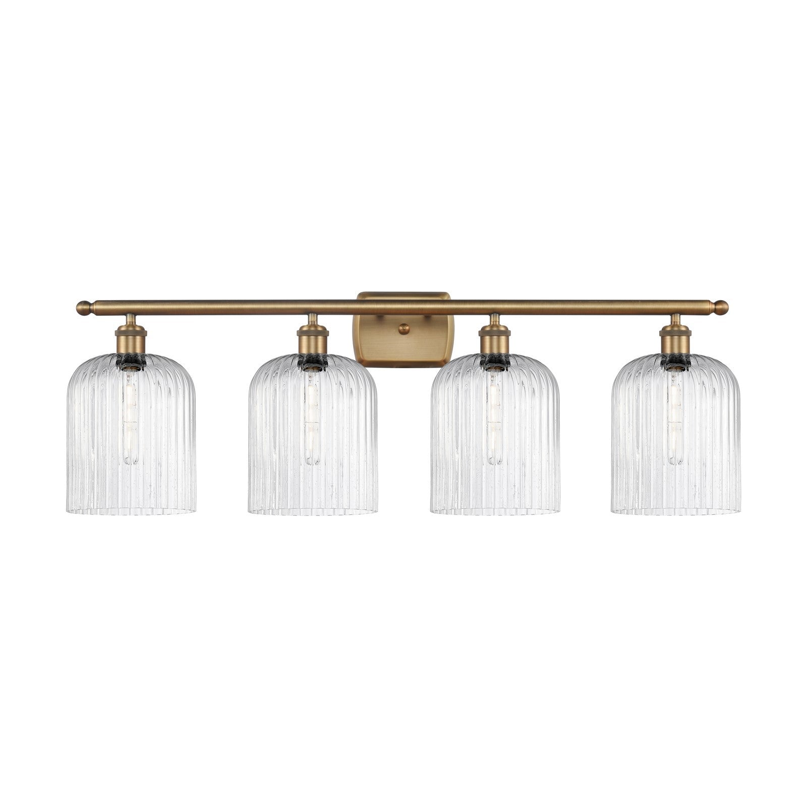 Innovations Bridal Veil 35in 4-Light Bath Vanity Light | Art Nouveau Brushed Brass and Seedy Ribbed Glass | Bathroom Vanity | Model 516-4W-BB-G559-8SDY