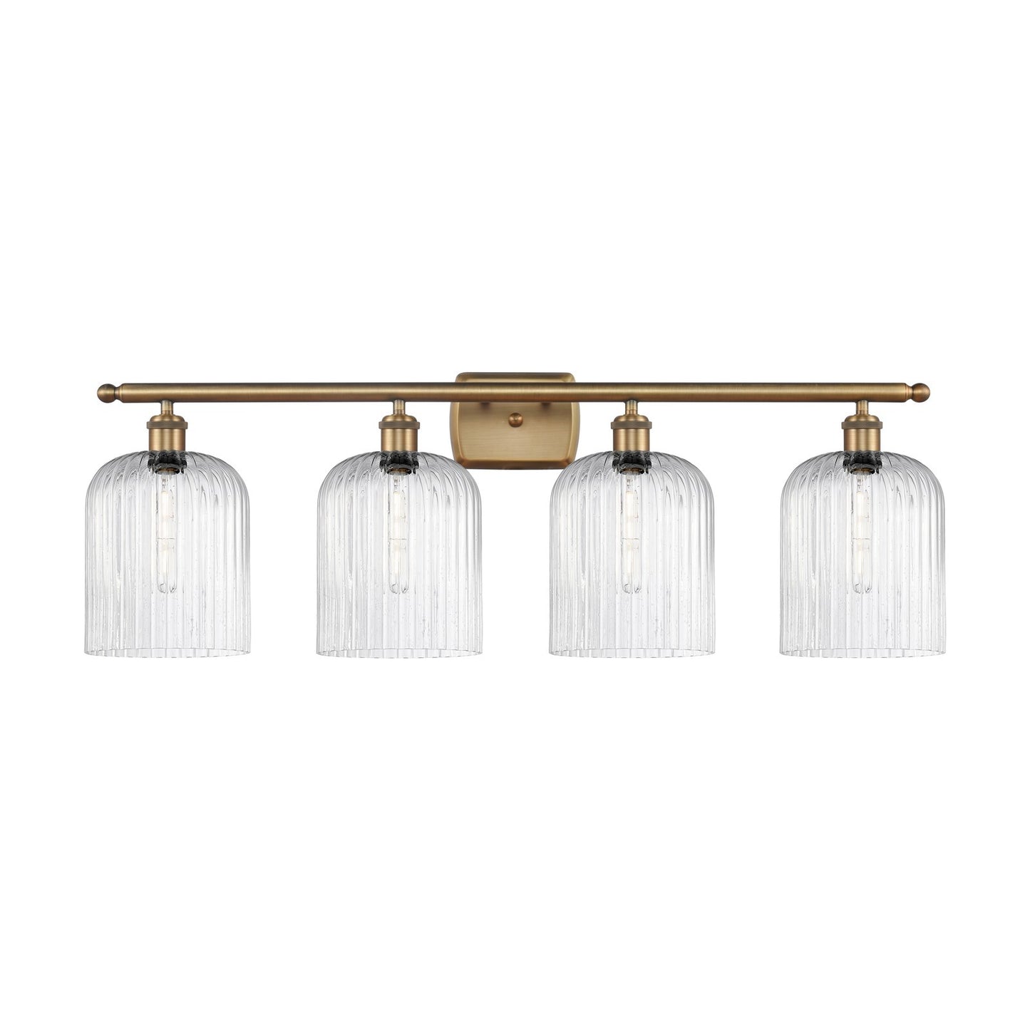 Innovations Bridal Veil 35in 4-Light Bath Vanity Light | Art Nouveau Brushed Brass and Seedy Ribbed Glass | Bathroom Vanity | Model 516-4W-BB-G559-8SDY