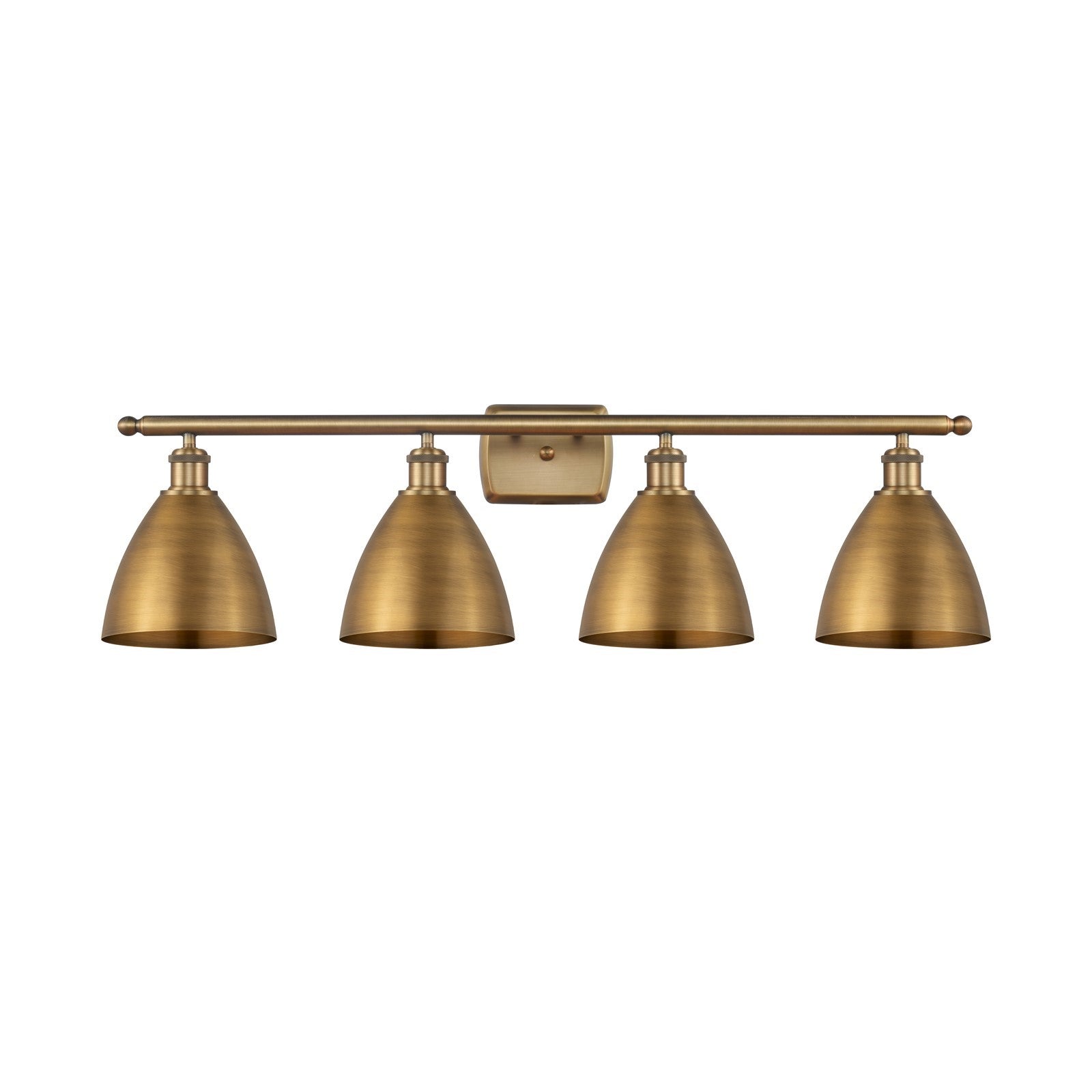 Innovations Bristol 38in 4-Light Bath Vanity | Industrial Farmhouse Brushed Brass Steel and Brushed Brass Metal Shade | Model 516-4W-BB-MBD-75-BB
