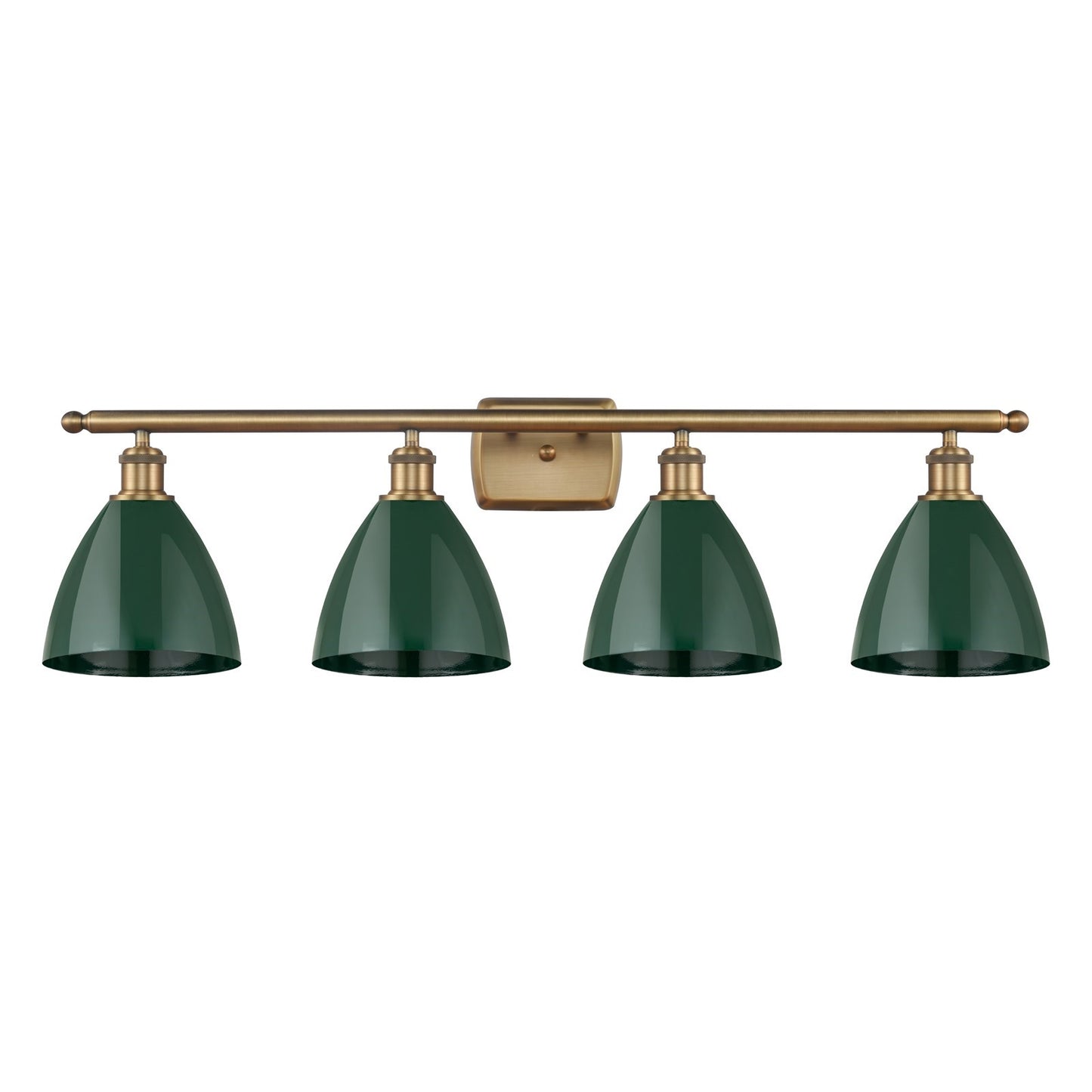 Innovations Plymouth 38in 4-Light Bath Vanity | Industrial Farmhouse Brushed Brass and Matte Green Metal | Kitchen & | Model 516-4W-BB-MBD-75-GR-LED