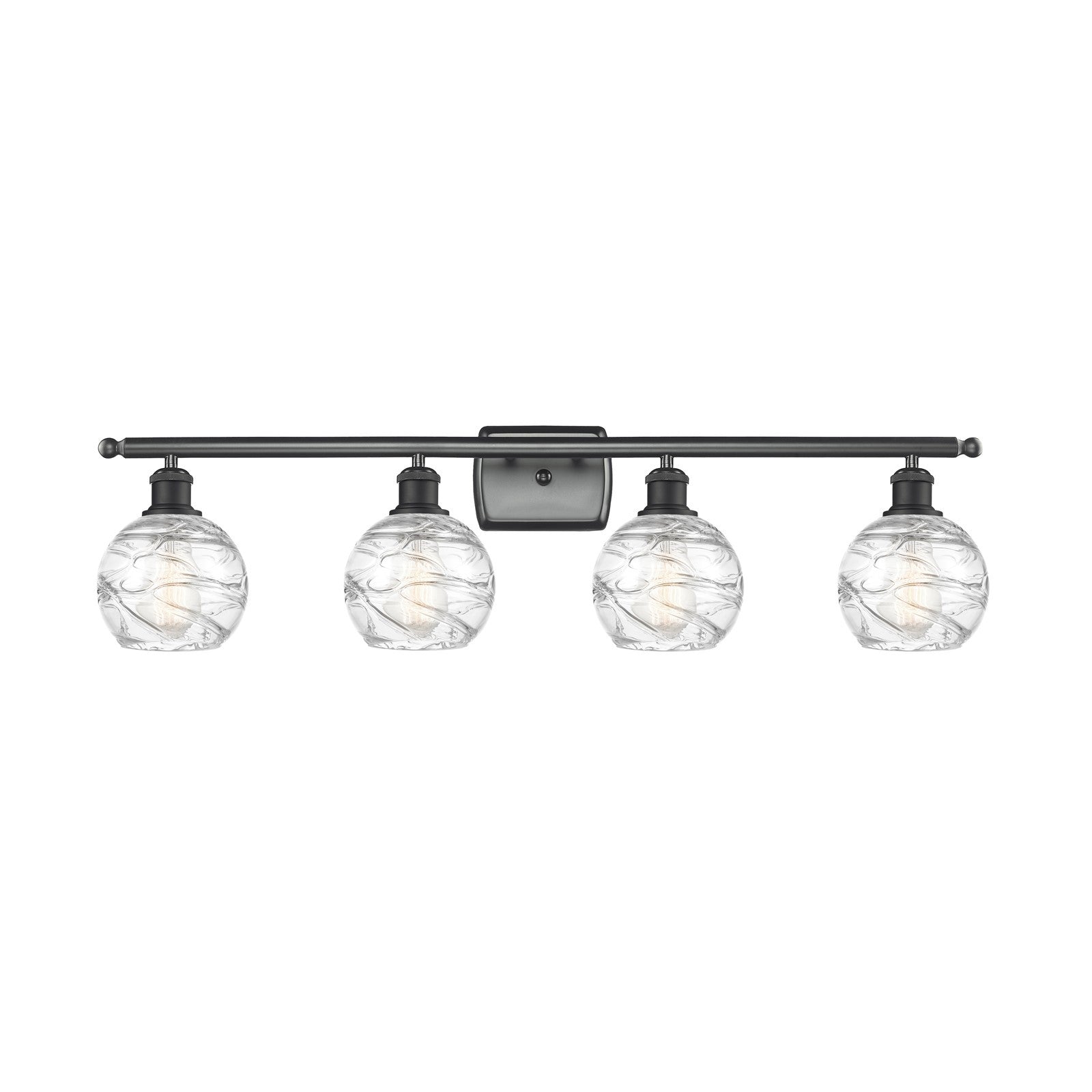 Innovations Athens Deco Swirl 36in 4-Light Bath Vanity Light | Industrial Matte Black Steel and Clear Glass | Bathroom Vanity | Model 516-4W-BK-G1213-6CL