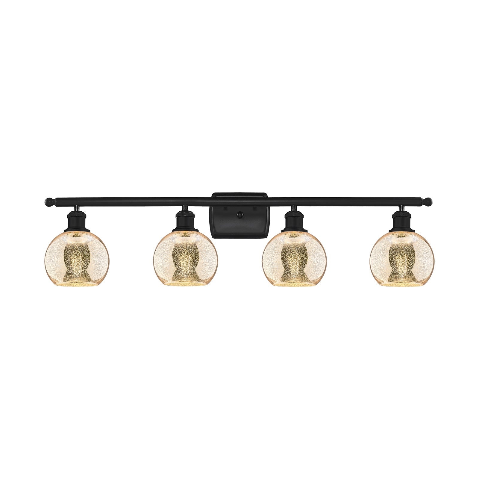 Innovations Athens 36in 4-Light Bath Vanity Light | Industrial Matte Black Steel and Mercury Glass | Bathroom Vanity | 35.88 x | Model 516-4W-BK-G128-6