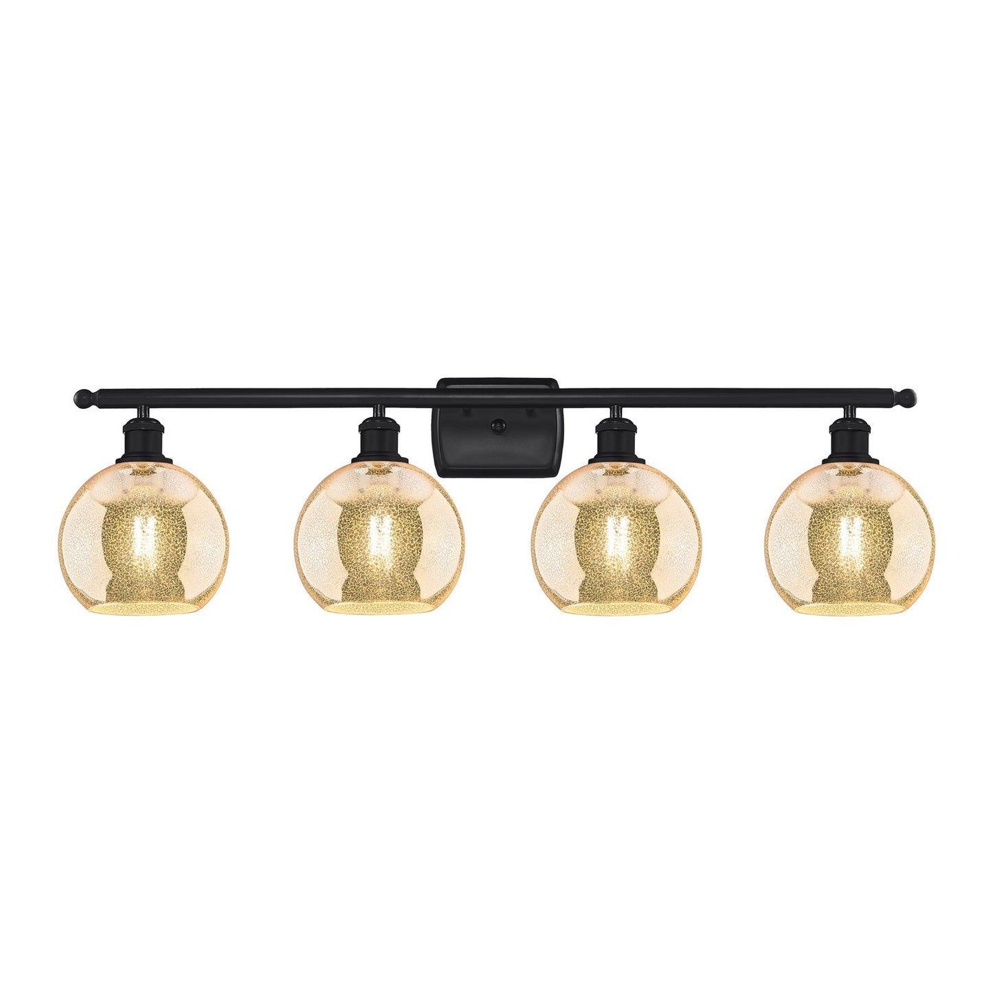 Innovations Athens 38in 4-Light Bath Vanity Light | Industrial Matte Black Steel and Mercury Glass | Bathroom Vanity Above Mirror | Model 516-4W-BK-G128-8