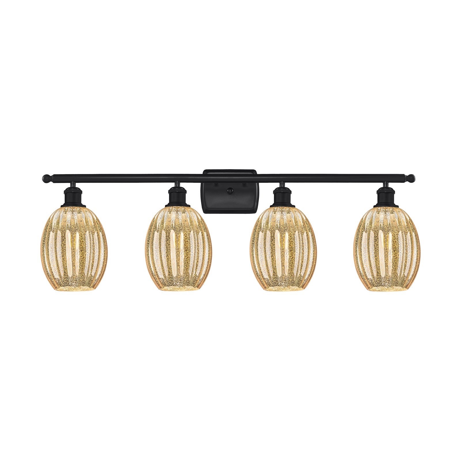Innovations Preston Bulb 36in 4-Light Bath Vanity | Industrial Matte Black Steel and Mercury Glass | Bathroom Vanity & Powder | Model 516-4W-BK-G459-6ME