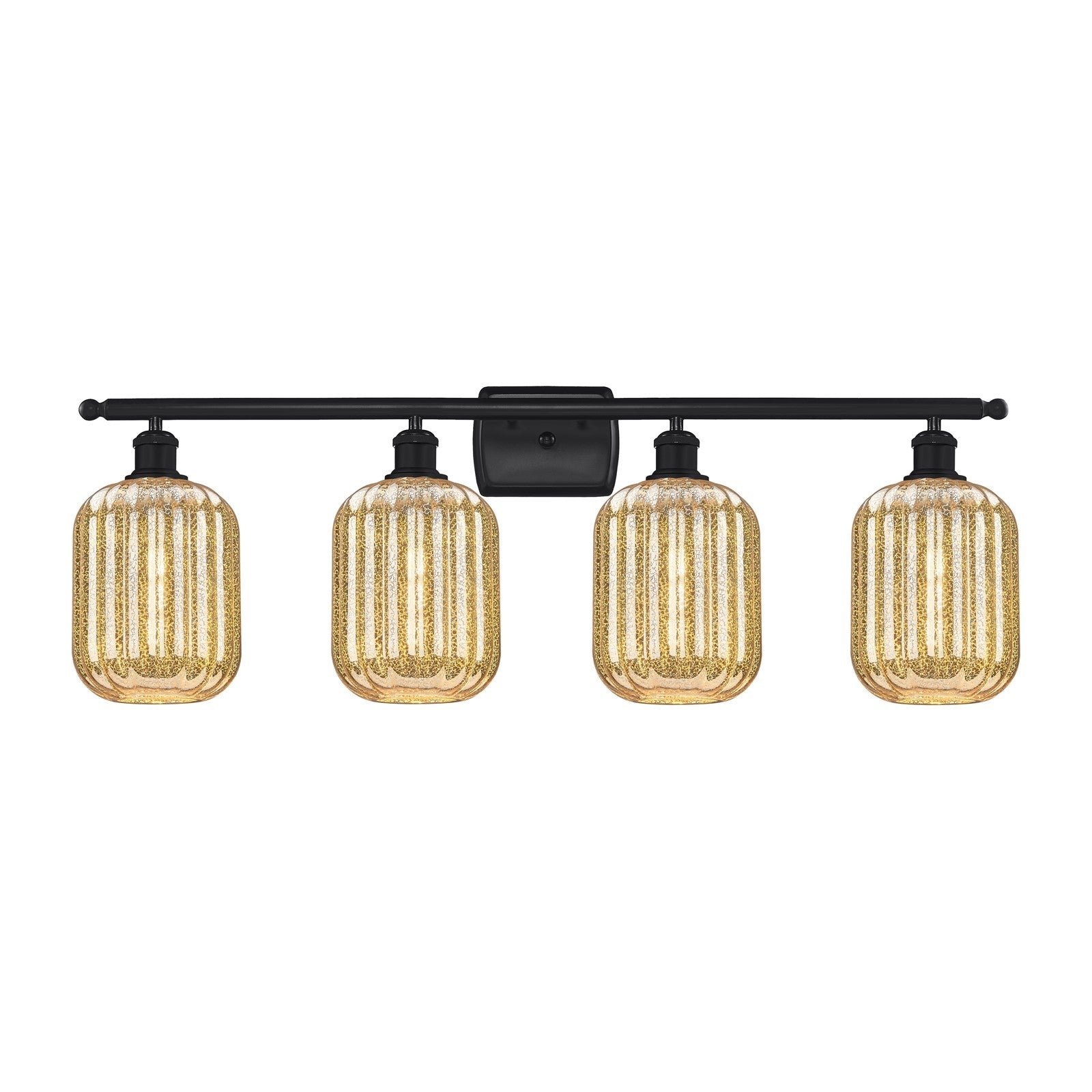 Innovations Preston Cylinder 37in 4-Light Bath Vanity | Industrial Matte Black Steel and Mercury Glass | Bathroom Vanity | Model 516-4W-BK-G460-7ME