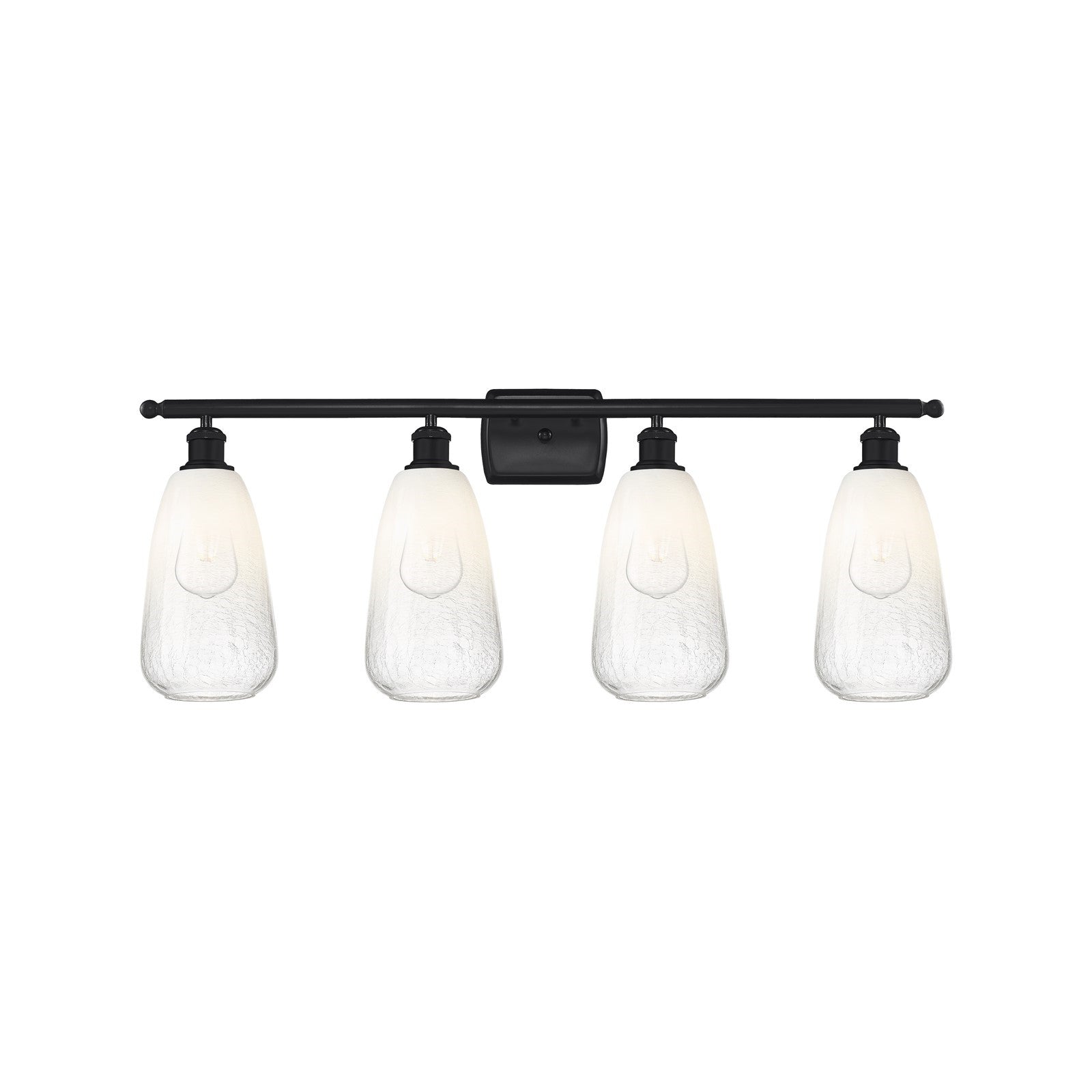 Innovations Brookhaven Almond 36in 4-Light Bath Vanity Light | Industrial Matte Black Steel and Opal Glass | Damp Rated | Model 516-4W-BK-G480-6OP