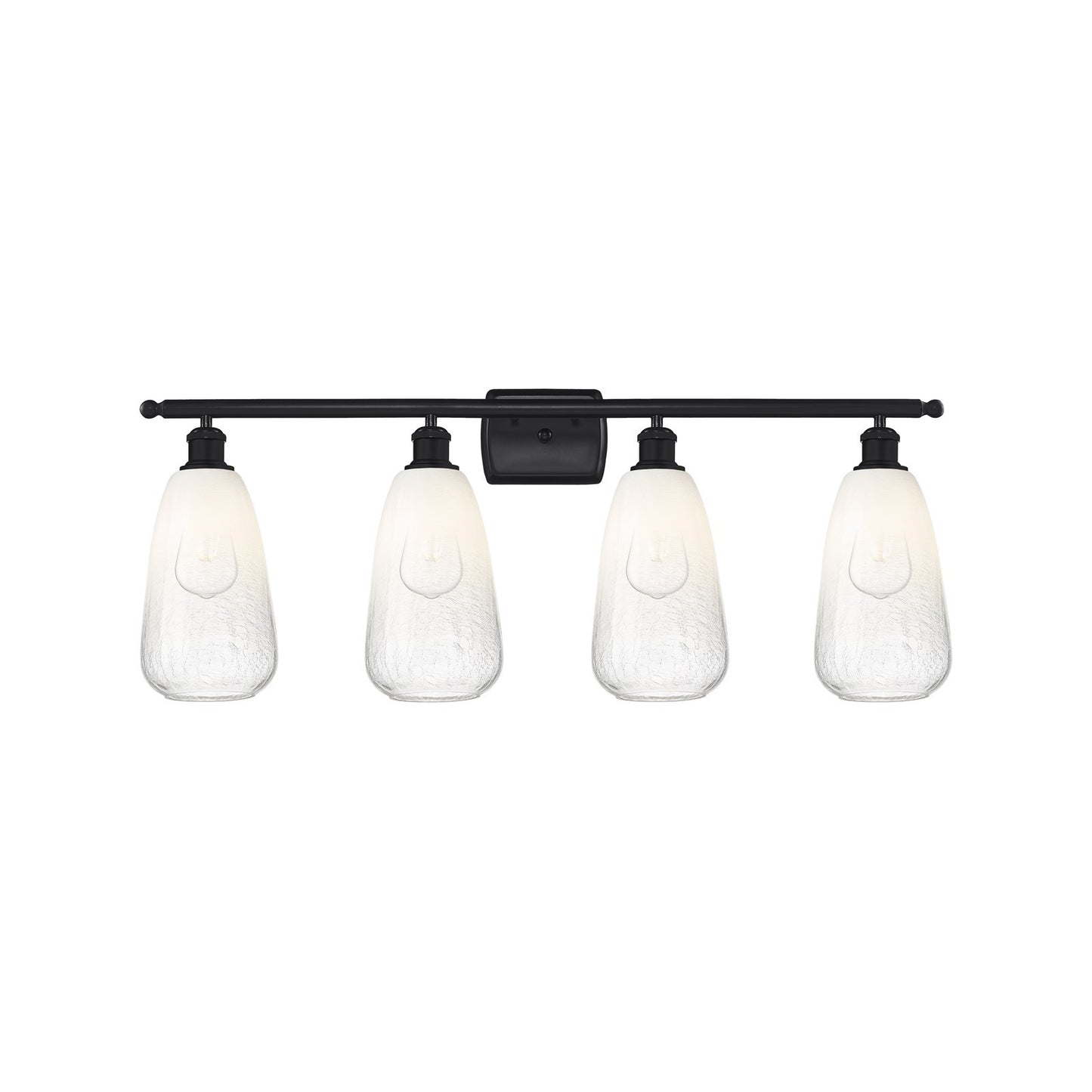 Innovations Brookhaven Almond 36in 4-Light Bath Vanity Light | Industrial Matte Black Steel and Opal Glass | Damp Rated | Model 516-4W-BK-G480-6OP