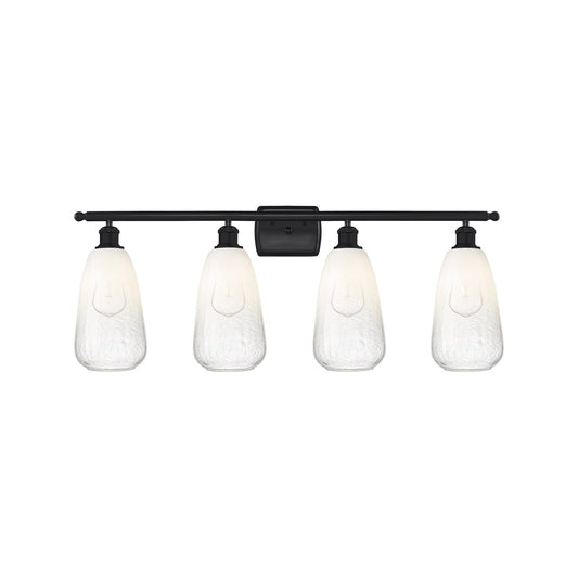 Innovations Brookhaven Almond 36in 4-Light Bath Vanity Light | Industrial Matte Black Steel and Opal Glass | Damp Rated | Model 516-4W-BK-G480-6OP