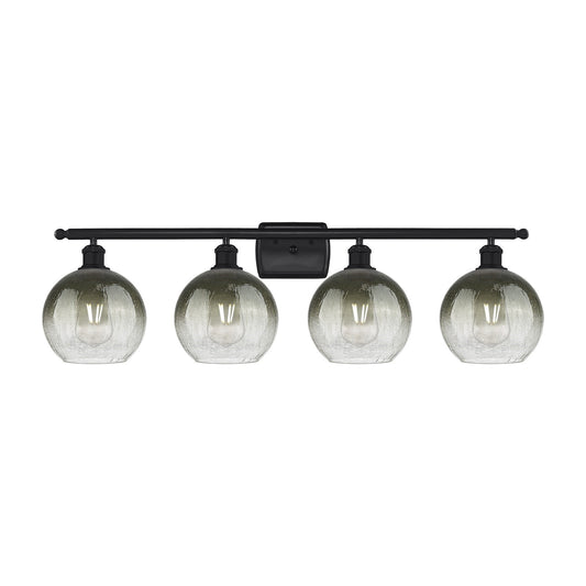Innovations Brookhaven Globe 38in 4-Light Bath Vanity | Industrial Matte Black Steel and Slate Glass | Bathroom Vanity Light | Model 516-4W-BK-G483-8SL