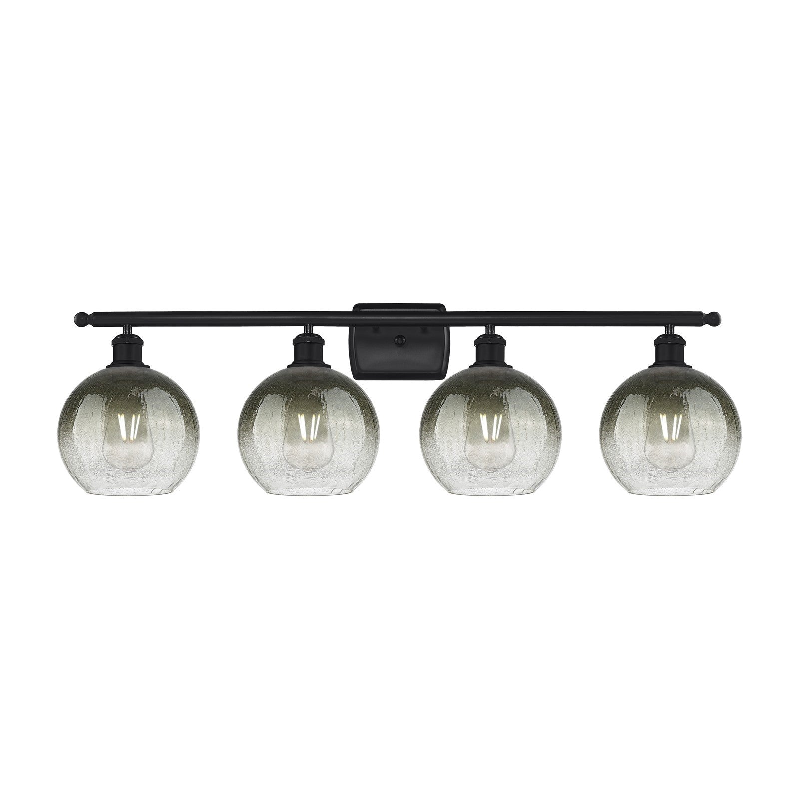 Innovations Brookhaven Globe 38in 4-Light Bath Vanity | Industrial Matte Black Steel and Slate Glass | Bathroom Vanity Light | Model 516-4W-BK-G483-8SL