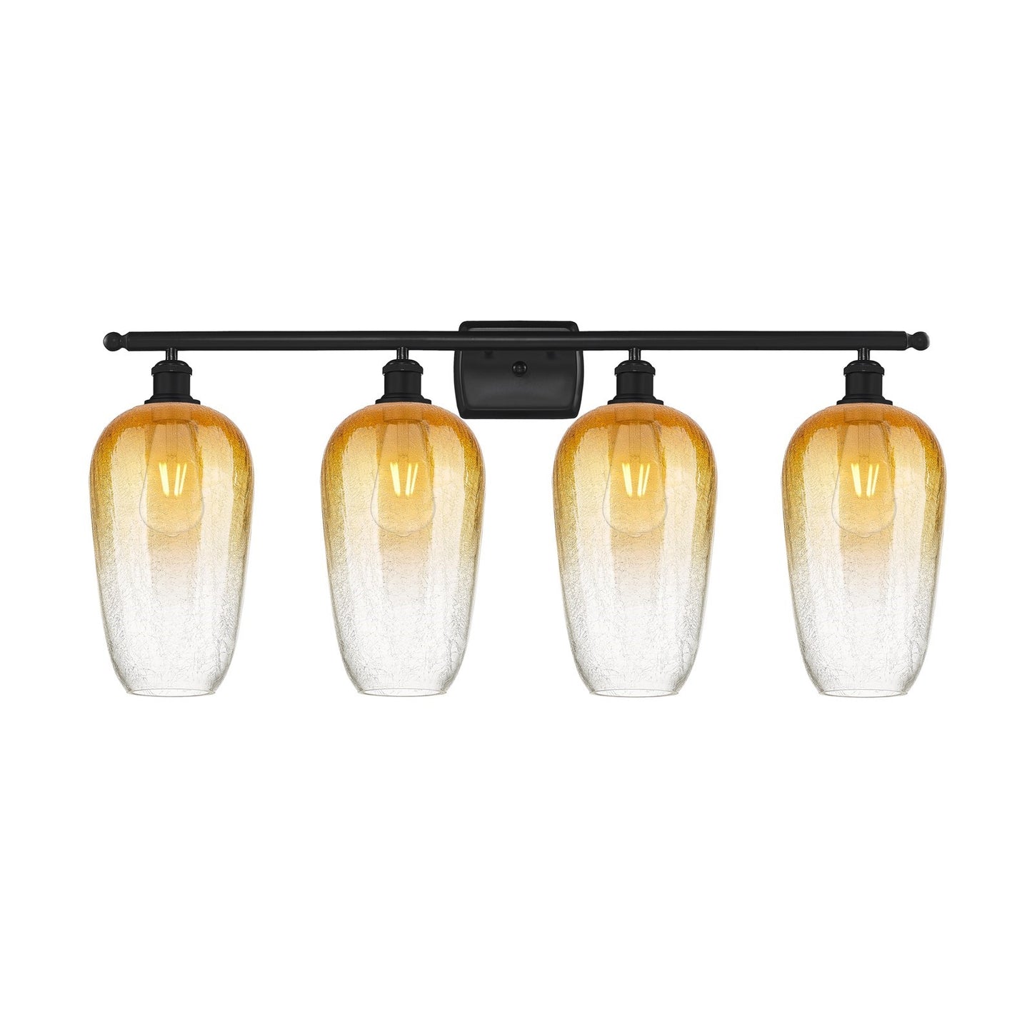 Innovations Brookhaven Flute 37in 4-Light Bath Vanity | Industrial Matte Black Steel and Amber Glass | Bathroom Vanity | 37 x | Model 516-4W-BK-G484-7AM
