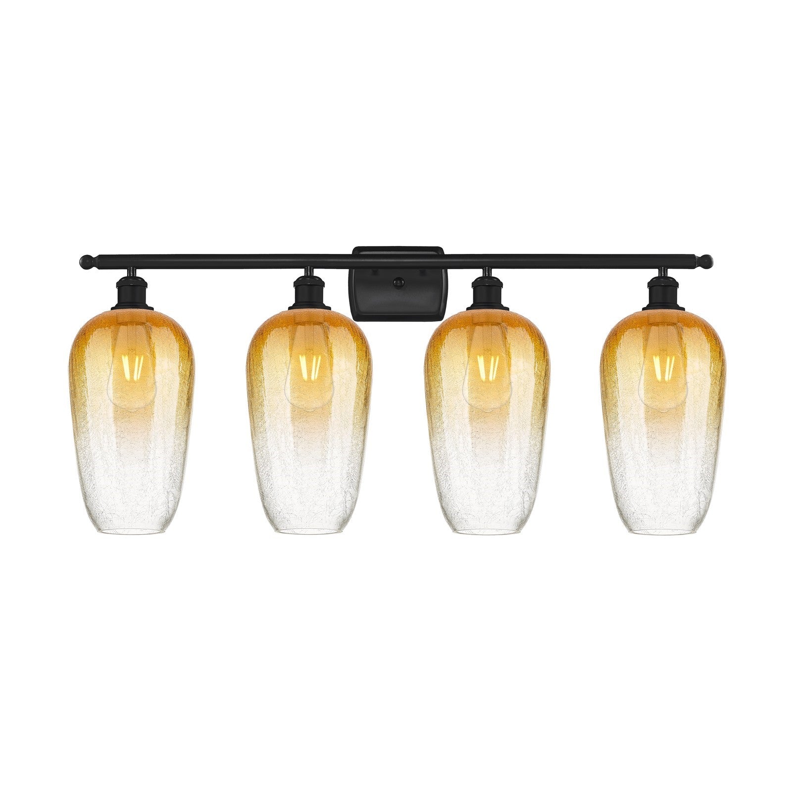 Innovations Brookhaven Flute 37in 4-Light Bath Vanity | Industrial Matte Black Steel and Amber Glass | Bathroom Vanity | 37 x | Model 516-4W-BK-G484-7AM