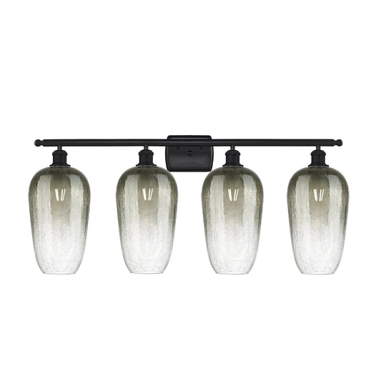 Innovations Brookhaven Flute 37in 4-Light Bath Vanity | Industrial Matte Black Steel and Slate Glass | Bathroom & Powder Room | Model 516-4W-BK-G484-7SL