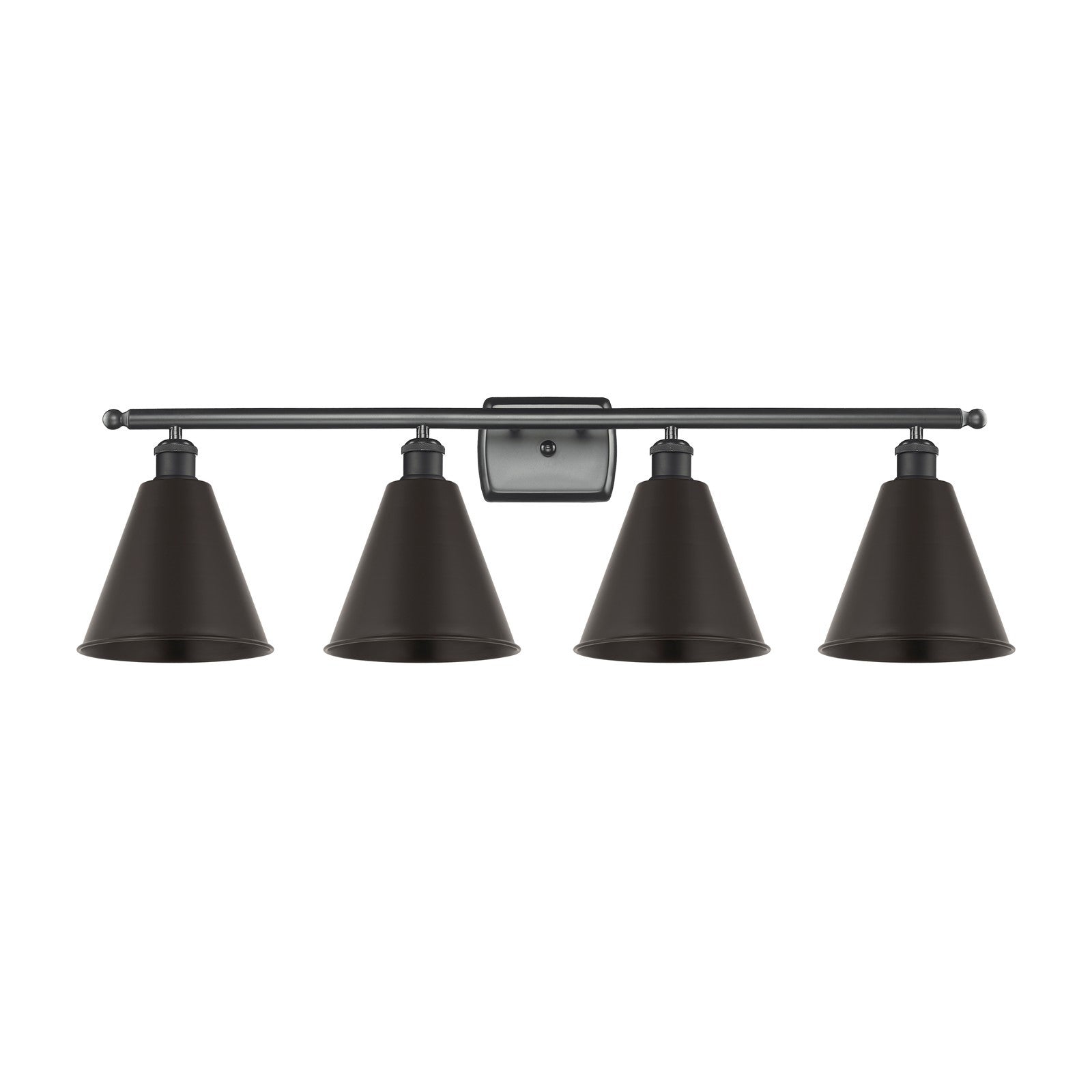 Innovations Berkshire 38in 4-Light Bath Vanity | Industrial Farmhouse Matte Black Steel and Cast Brass with Matte Black Metal | Model 516-4W-BK-MBC-8-BK