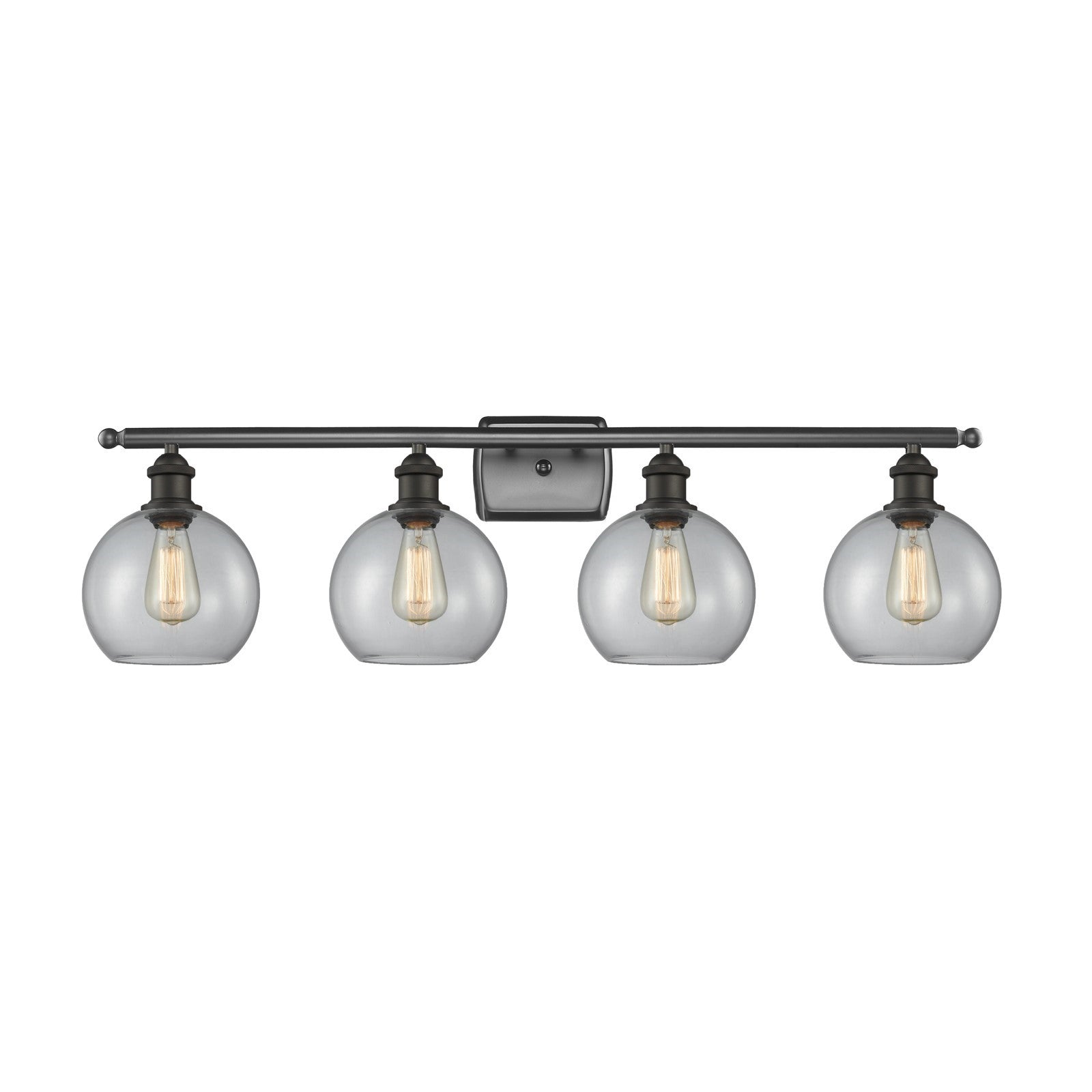 Innovations Athens 38in 4-Light Bath Vanity Light | Industrial Oil Rubbed Bronze Steel and Clear Glass | Bathroom Vanity | 38 x | Model 516-4W-OB-G122-8