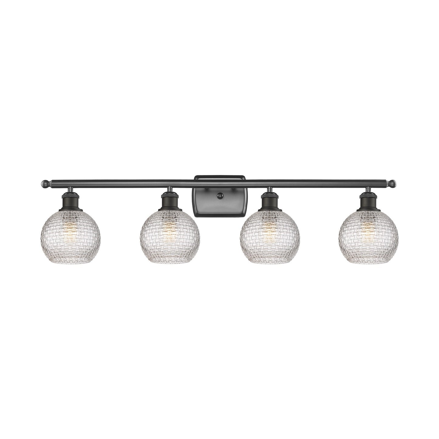 Innovations Athens 36in 4-Light Bath Vanity | Modern Farmhouse Oil Rubbed Bronze Steel and Clear Basket Weave Glass | Bathroom | Model 516-4W-OB-G122C-6CL