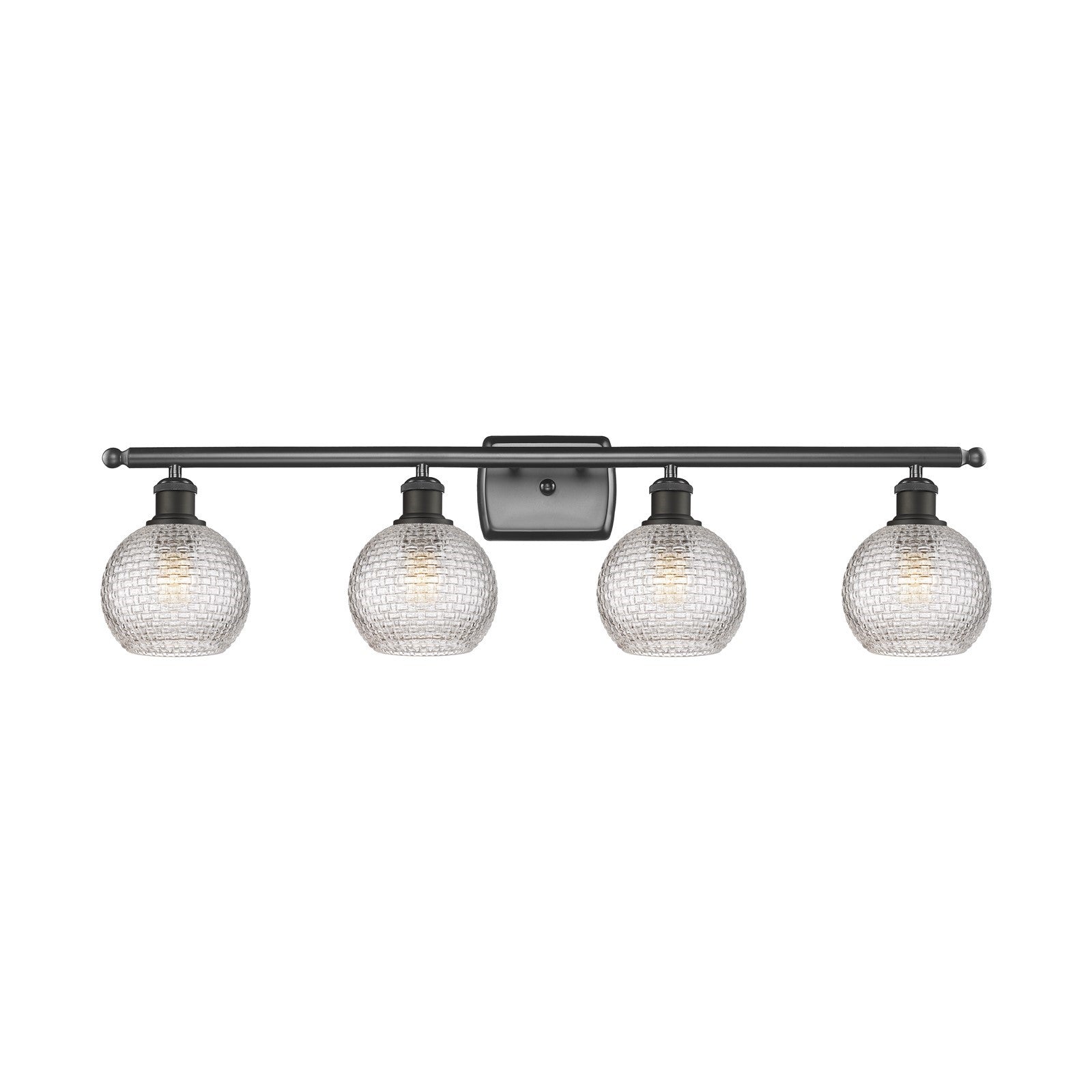 Innovations Athens 36in 4-Light Bath Vanity | Modern Farmhouse Oil Rubbed Bronze Steel and Clear Basket Weave Glass | Bathroom | Model 516-4W-OB-G122C-6CL
