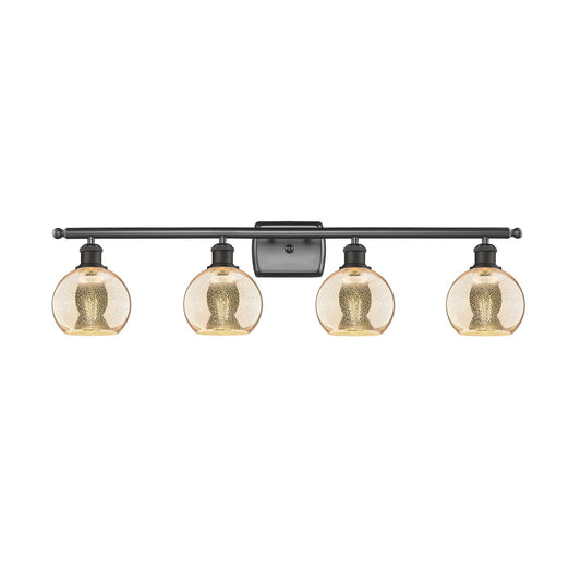 Innovations Athens 36in 4-Light Bath Vanity | Industrial Oil Rubbed Bronze Steel and Mercury Glass | Bathroom Vanity Light | Model 516-4W-OB-G128-6