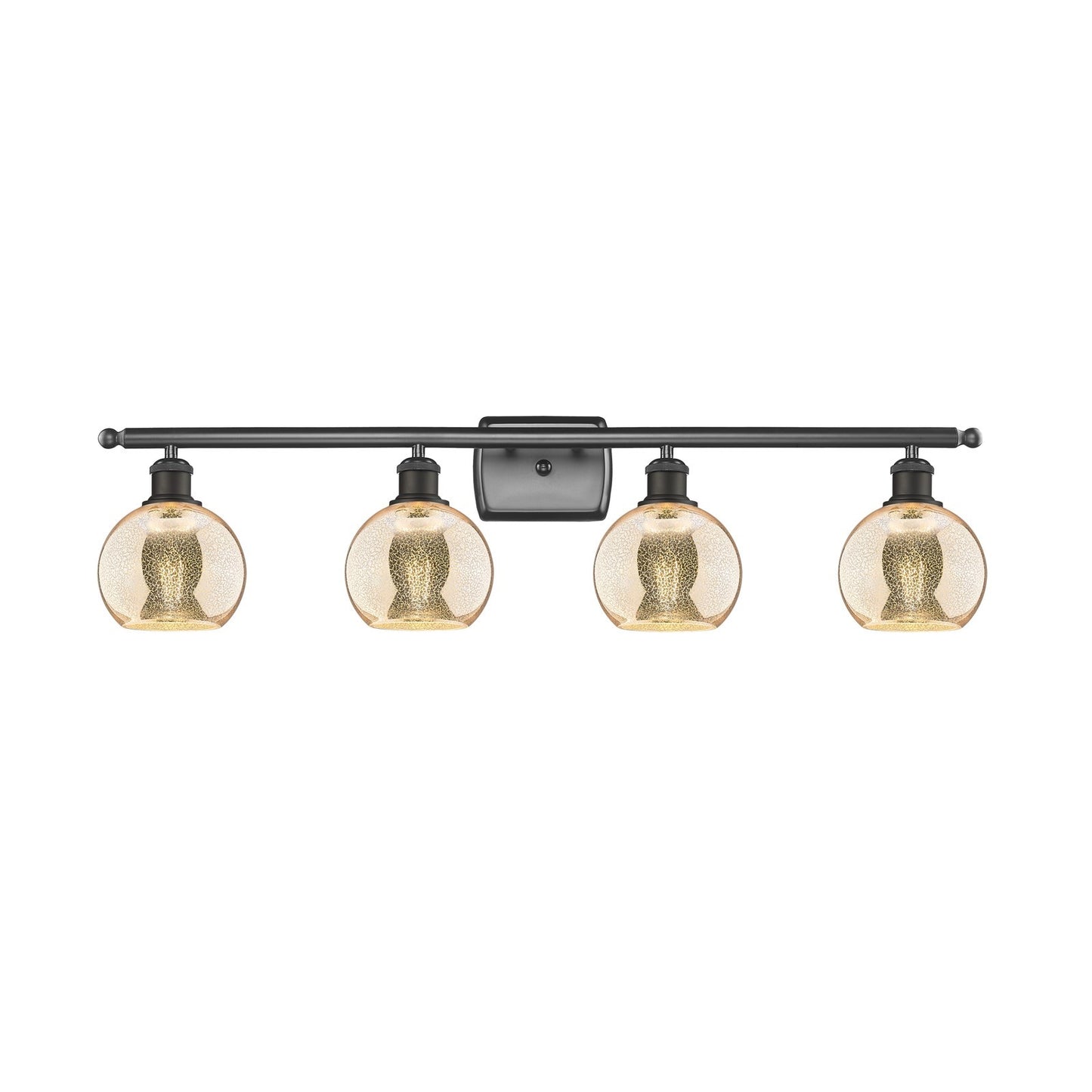Innovations Athens 36in 4-Light Bath Vanity | Industrial Oil Rubbed Bronze Steel and Mercury Glass | Bathroom Vanity Light | Model 516-4W-OB-G128-6