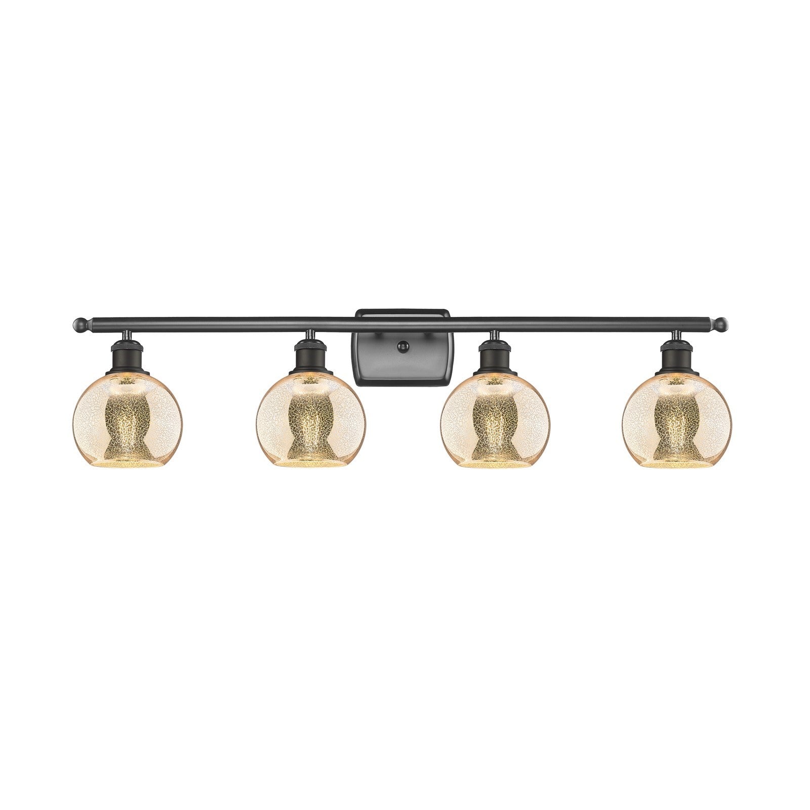 Innovations Athens 36in 4-Light Bath Vanity | Industrial Oil Rubbed Bronze Steel and Mercury Glass | Bathroom Vanity Light | Model 516-4W-OB-G128-6