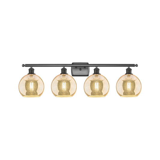 Innovations Athens 38in 4-Light Bath Vanity Light | Industrial Oil Rubbed Bronze Steel and Mercury Glass | Bathroom Vanity | 38 x | Model 516-4W-OB-G128-8