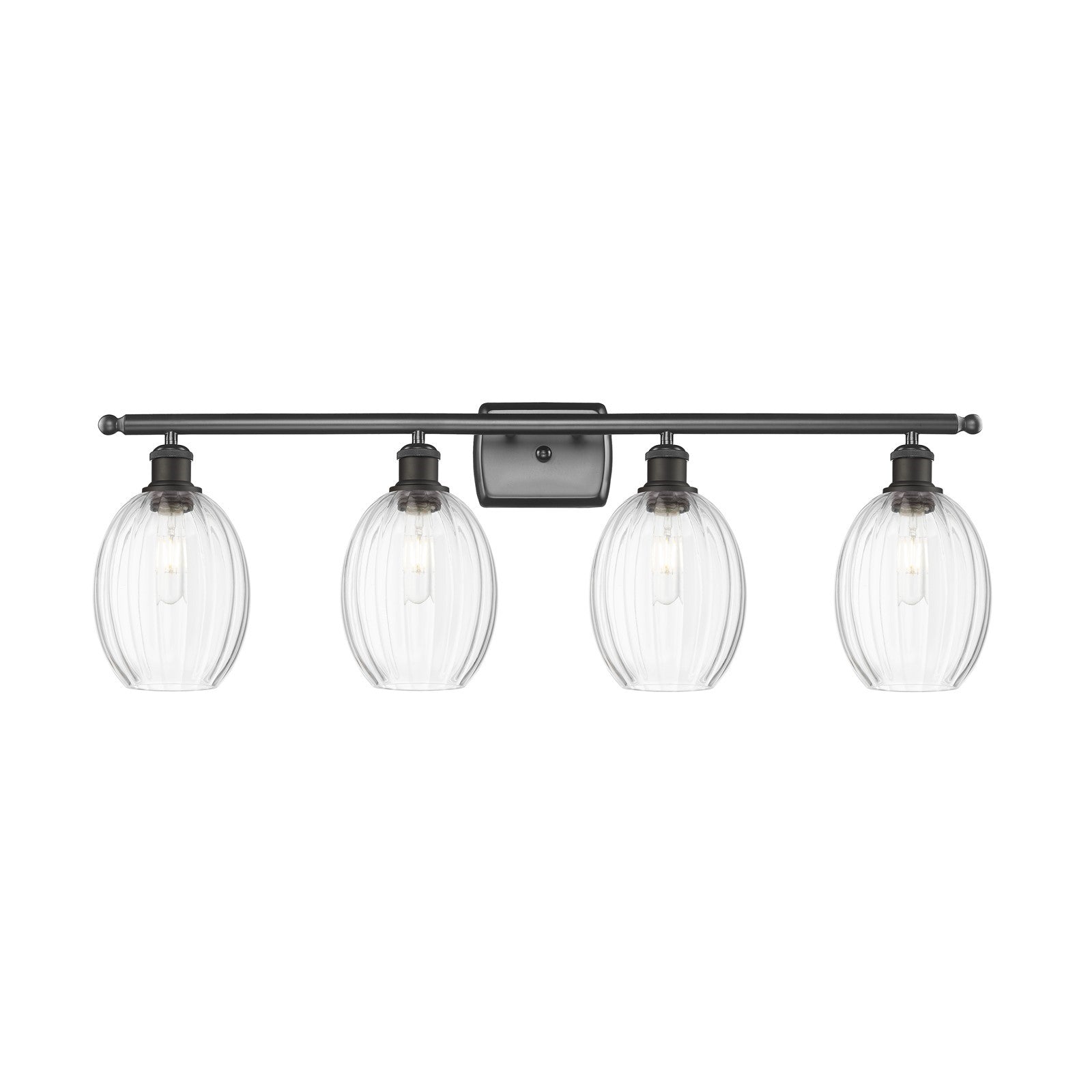 Innovations Preston 36in 4-Light Bath Vanity Light | Industrial Oil Rubbed Bronze Steel and Clear Glass | Bathroom Vanity | Model 516-4W-OB-G459-6CL
