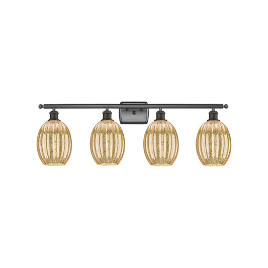 Innovations Preston Bulb 36in 4-Light Bath Vanity Light | Industrial Oil Rubbed Bronze Steel and Mercury Glass | Bathroom | Model 516-4W-OB-G459-6ME