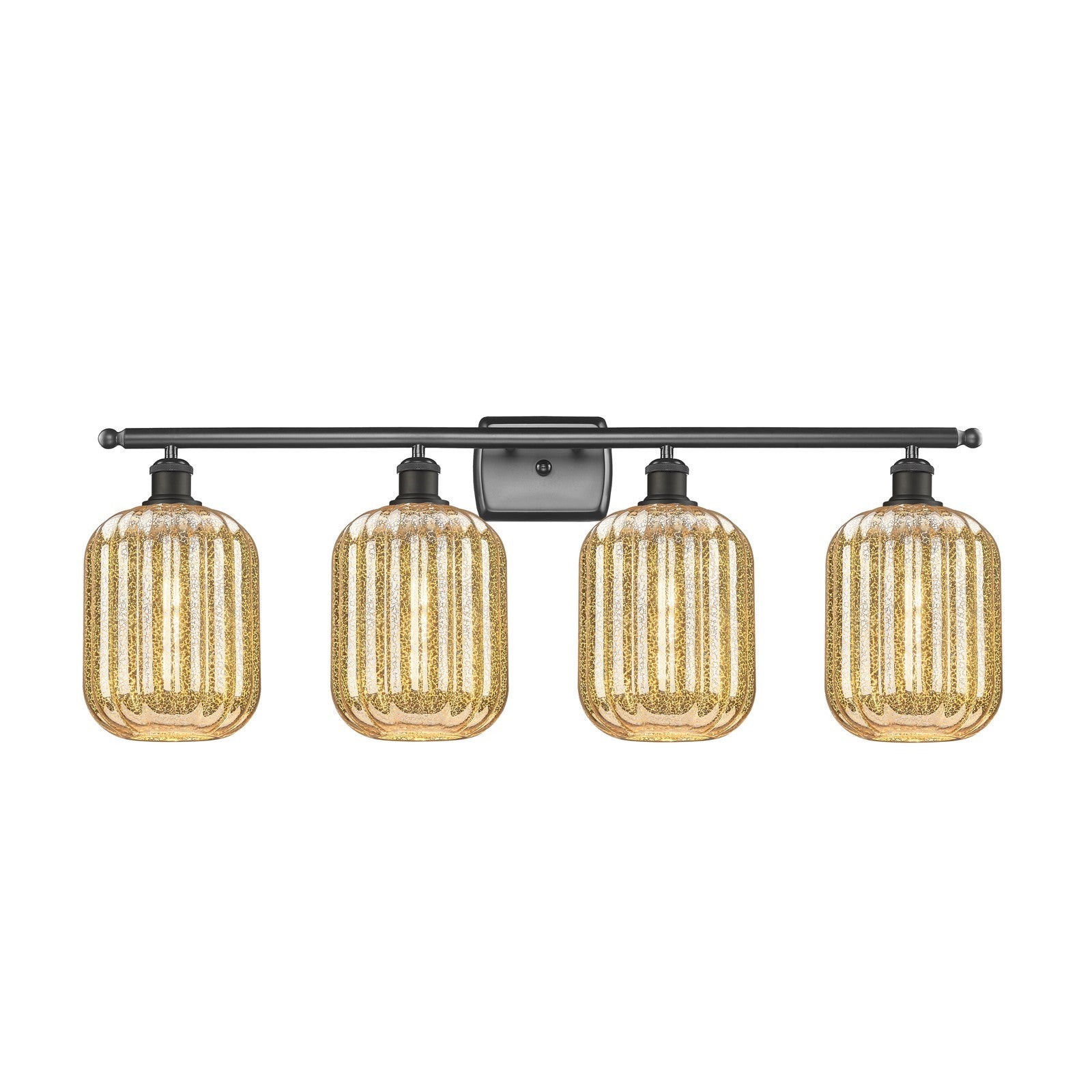Innovations Preston Cylinder 37in 4-Light Bath Vanity | Industrial Oil Rubbed Bronze Steel and Mercury Glass | Bathroom Vanity | Model 516-4W-OB-G460-7ME