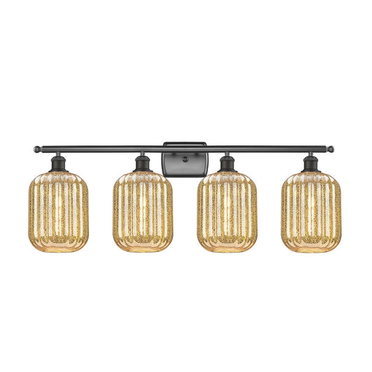 Innovations Preston Cylinder 37in 4-Light Bath Vanity | Industrial Oil Rubbed Bronze Steel and Mercury Glass | Bathroom Vanity | Model 516-4W-OB-G460-7ME