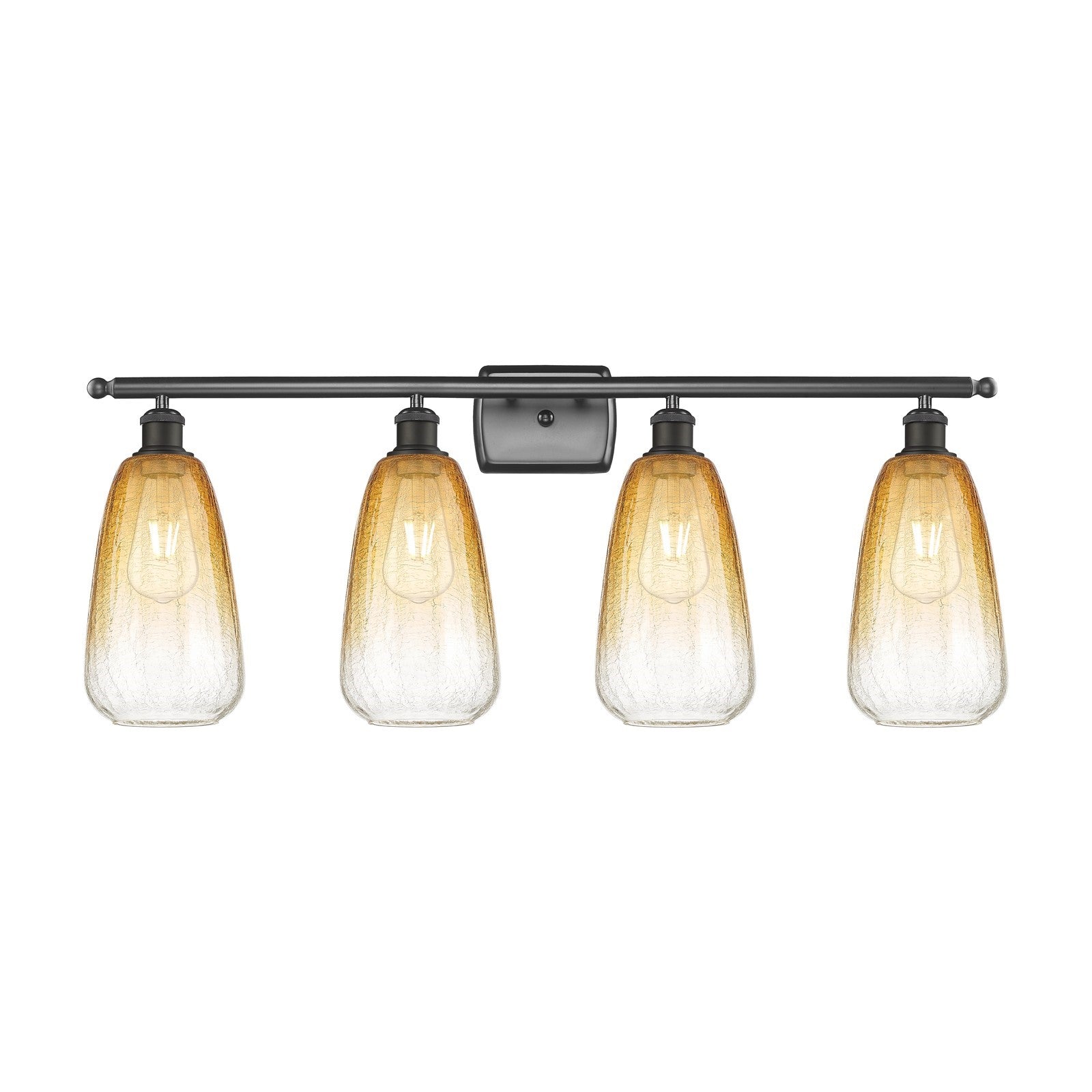 Innovations Brookhaven Almond 36in 4-Light Bath Vanity Light | Industrial Oil Rubbed Bronze and Amber Glass | Bathroom Vanity | Model 516-4W-OB-G480-6AM