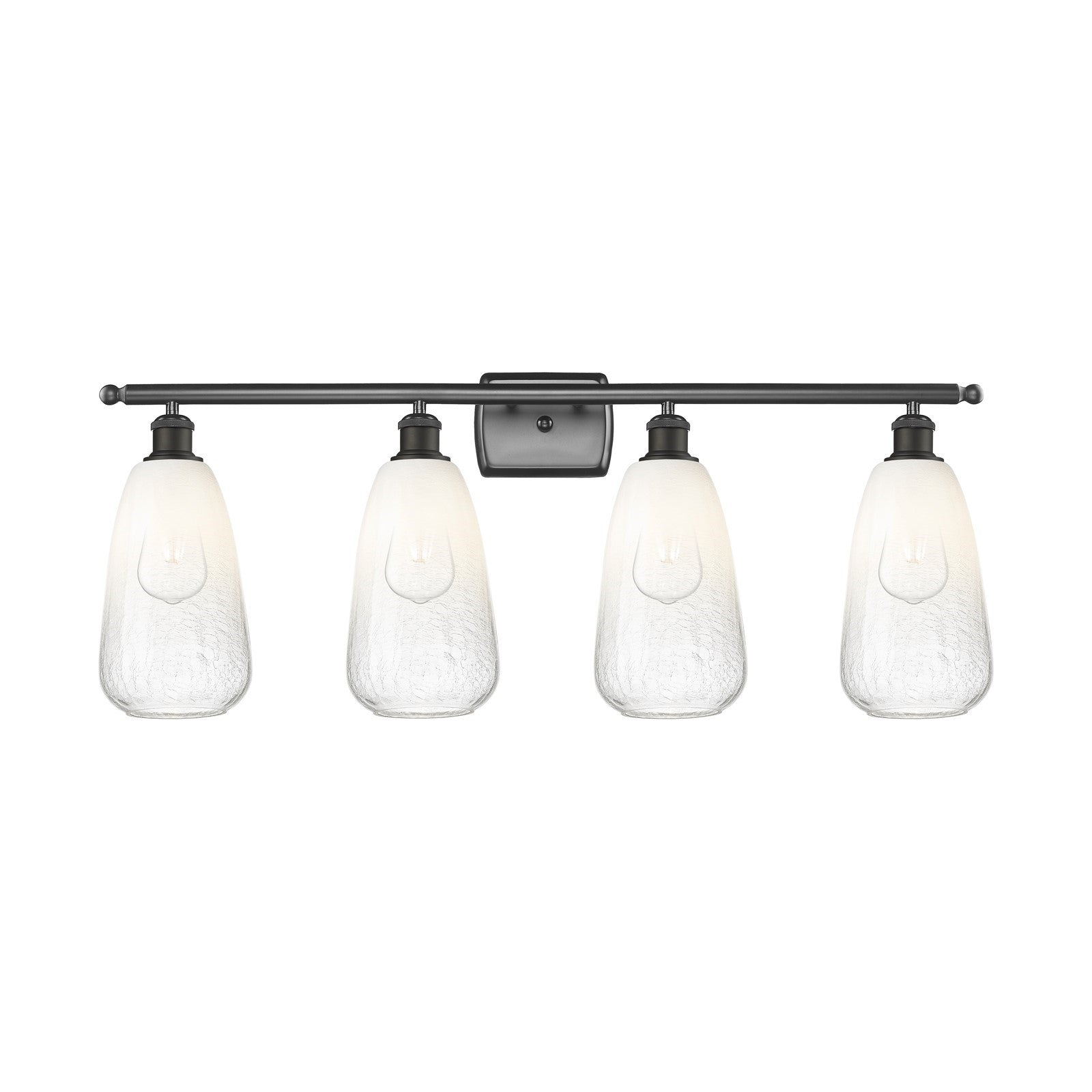 Innovations Brookhaven Almond 36in 4-Light Bath Vanity Light | Industrial Oil Rubbed Bronze and Opal Glass | Bathroom Vanity | Model 516-4W-OB-G480-6OP