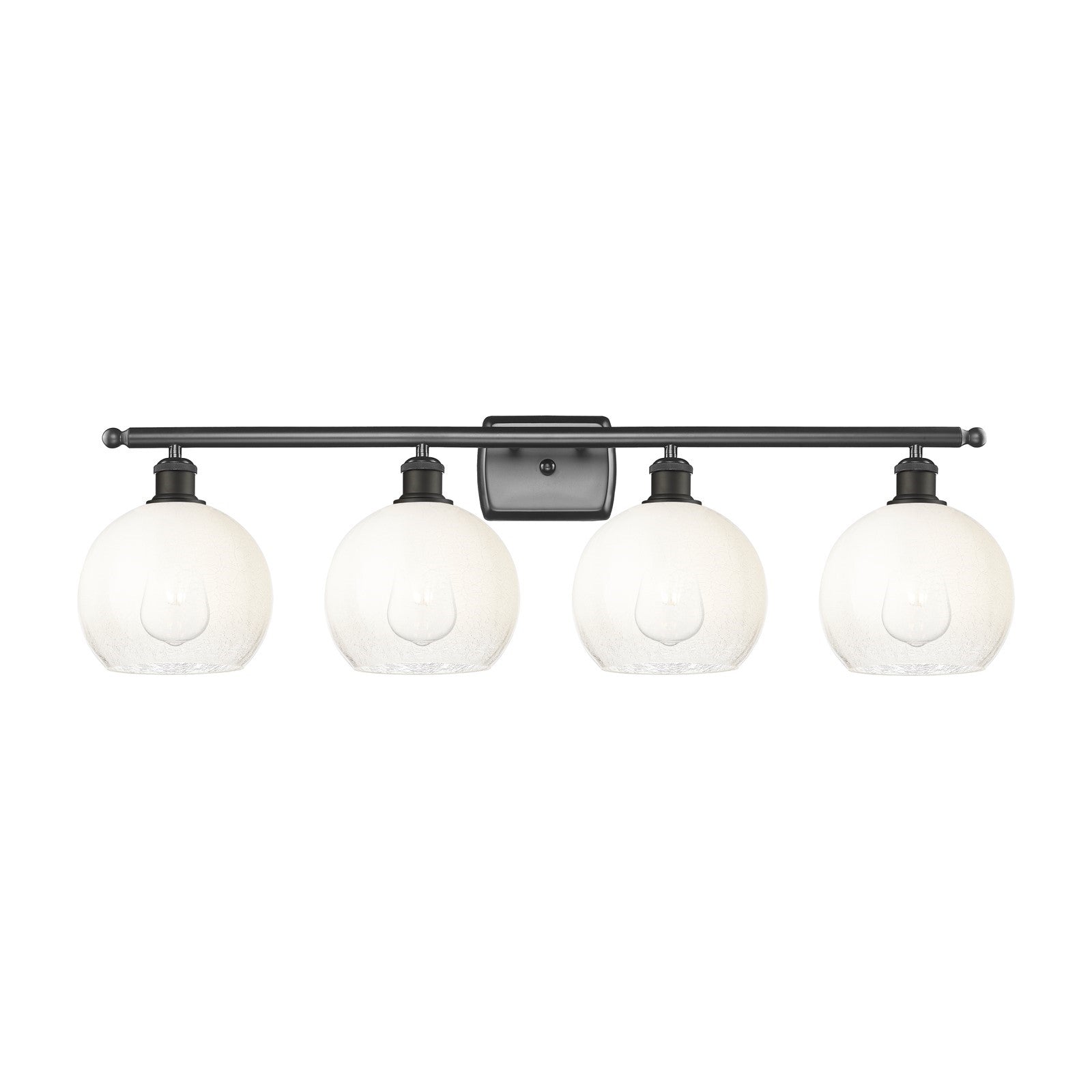 Innovations Brookhaven Globe 38in 4-Light Bath Vanity Light | Industrial Oil Rubbed Bronze Steel and Opal Glass | Bathroom | Model 516-4W-OB-G483-8OP