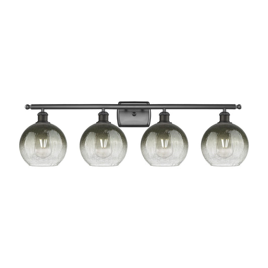 Innovations Brookhaven Globe 38in 4-Light Bath Vanity Light | Industrial Oil Rubbed Bronze and Slate Glass | Bathroom Vanity | Model 516-4W-OB-G483-8SL