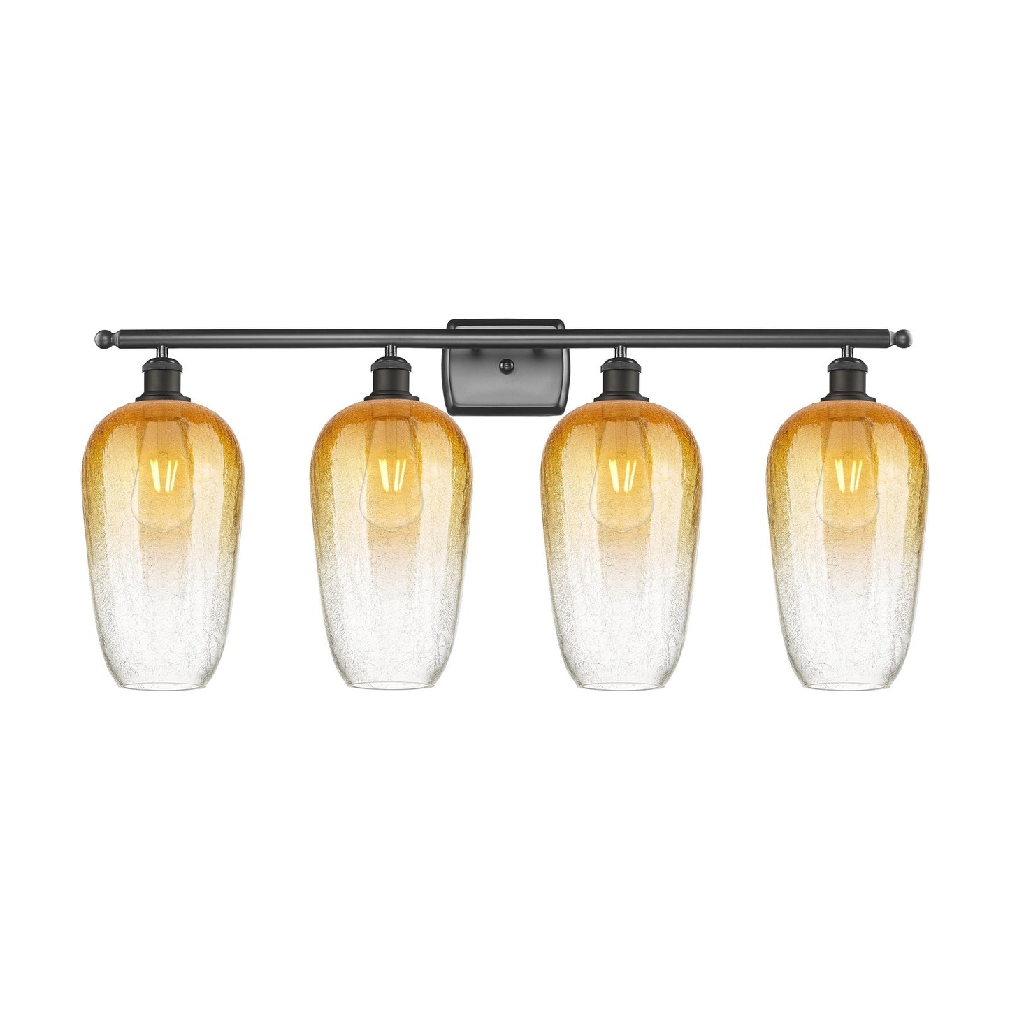 Innovations Brookhaven Flute 37in 4-Light Bath Vanity Light | Industrial Oil Rubbed Bronze and Amber Glass | Bathroom Vanity | Model 516-4W-OB-G484-7AM