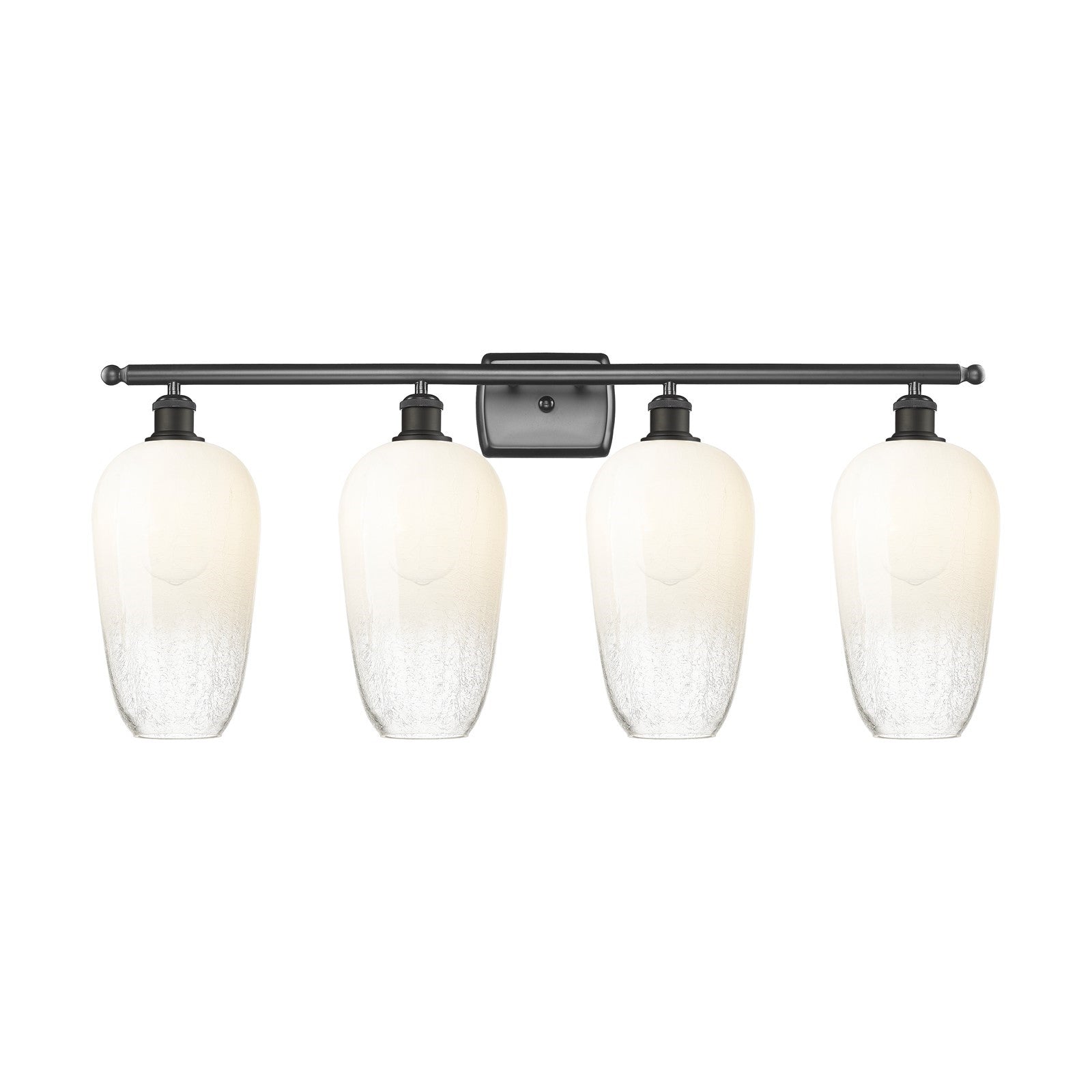 Innovations Brookhaven Flute 37in 4-Light Bath Vanity Light | Industrial Oil Rubbed Bronze Steel and Opal Glass | Bathroom | Model 516-4W-OB-G484-7OP