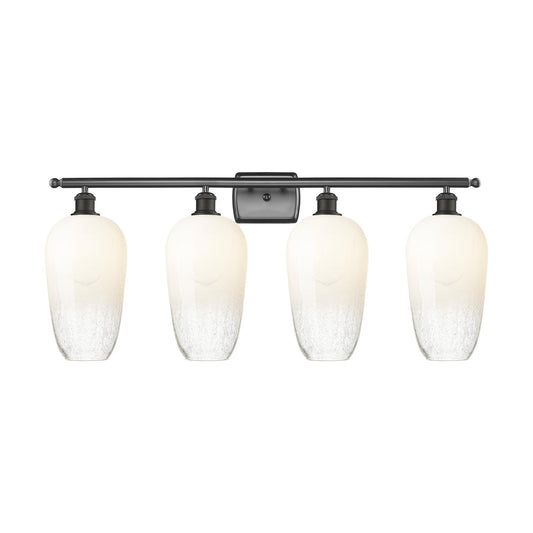 Innovations Brookhaven Flute 37in 4-Light Bath Vanity Light | Industrial Oil Rubbed Bronze Steel and Opal Glass | Bathroom | Model 516-4W-OB-G484-7OP