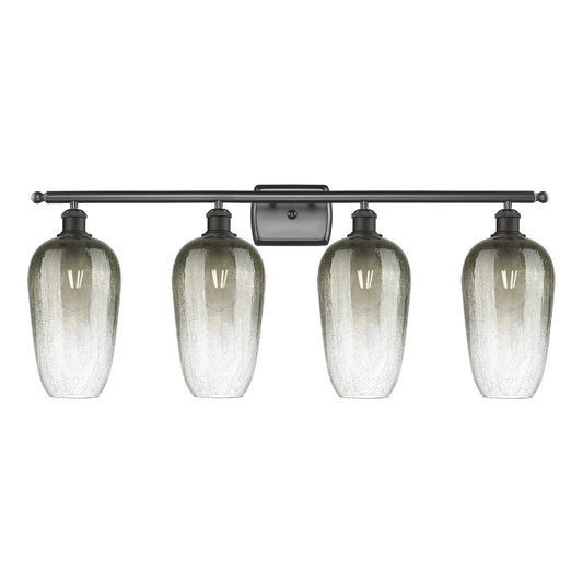 Innovations Brookhaven Flute 37in 4-Light Bath Vanity Light | Industrial Oil Rubbed Bronze Steel and Slate Glass | Bathroom | Model 516-4W-OB-G484-7SL