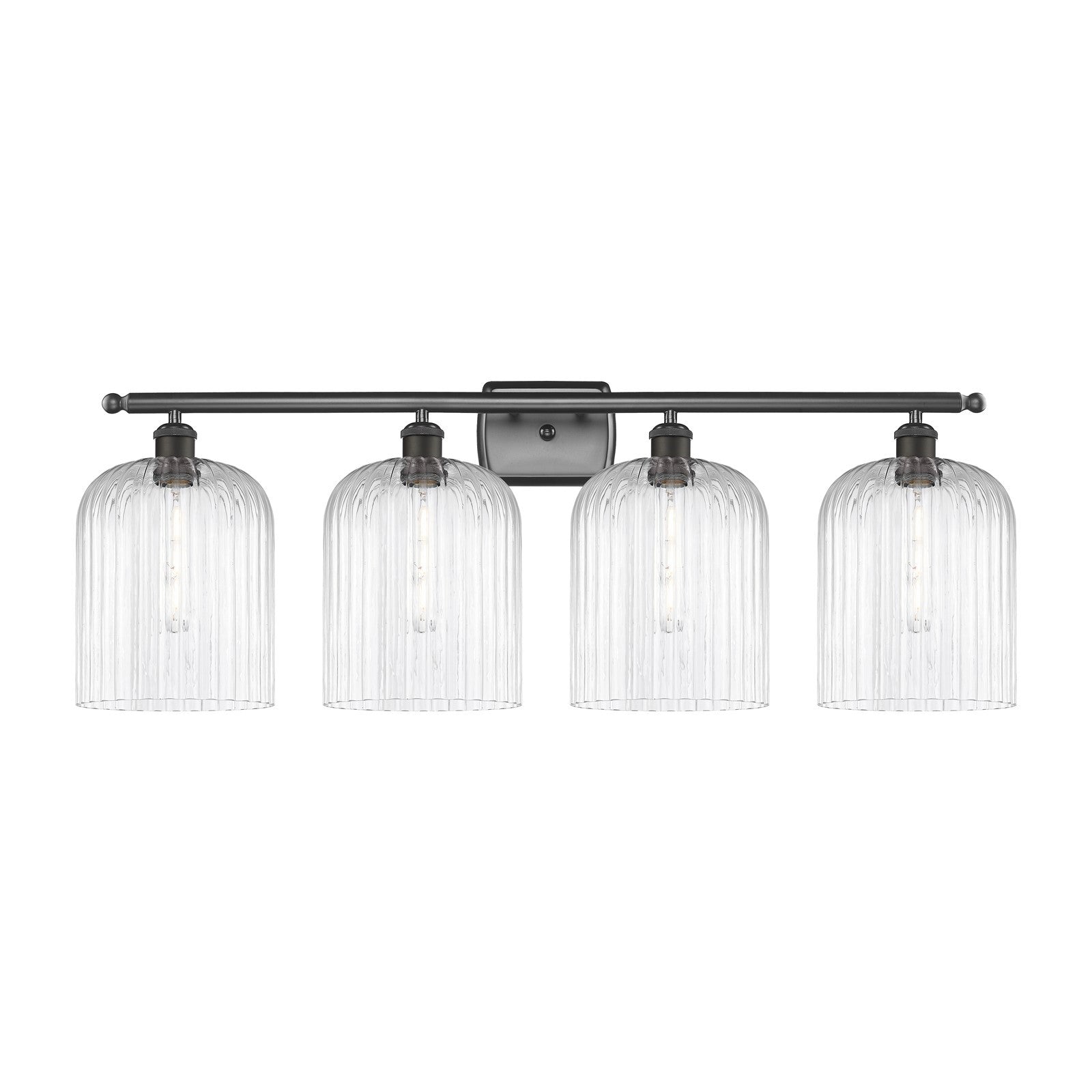 Innovations Bridal Veil 35in 4-Light Bath Vanity Light | Art Nouveau Oil Rubbed Bronze and Clear Ribbed Glass | Bathroom Vanity | Model 516-4W-OB-G559-8CL